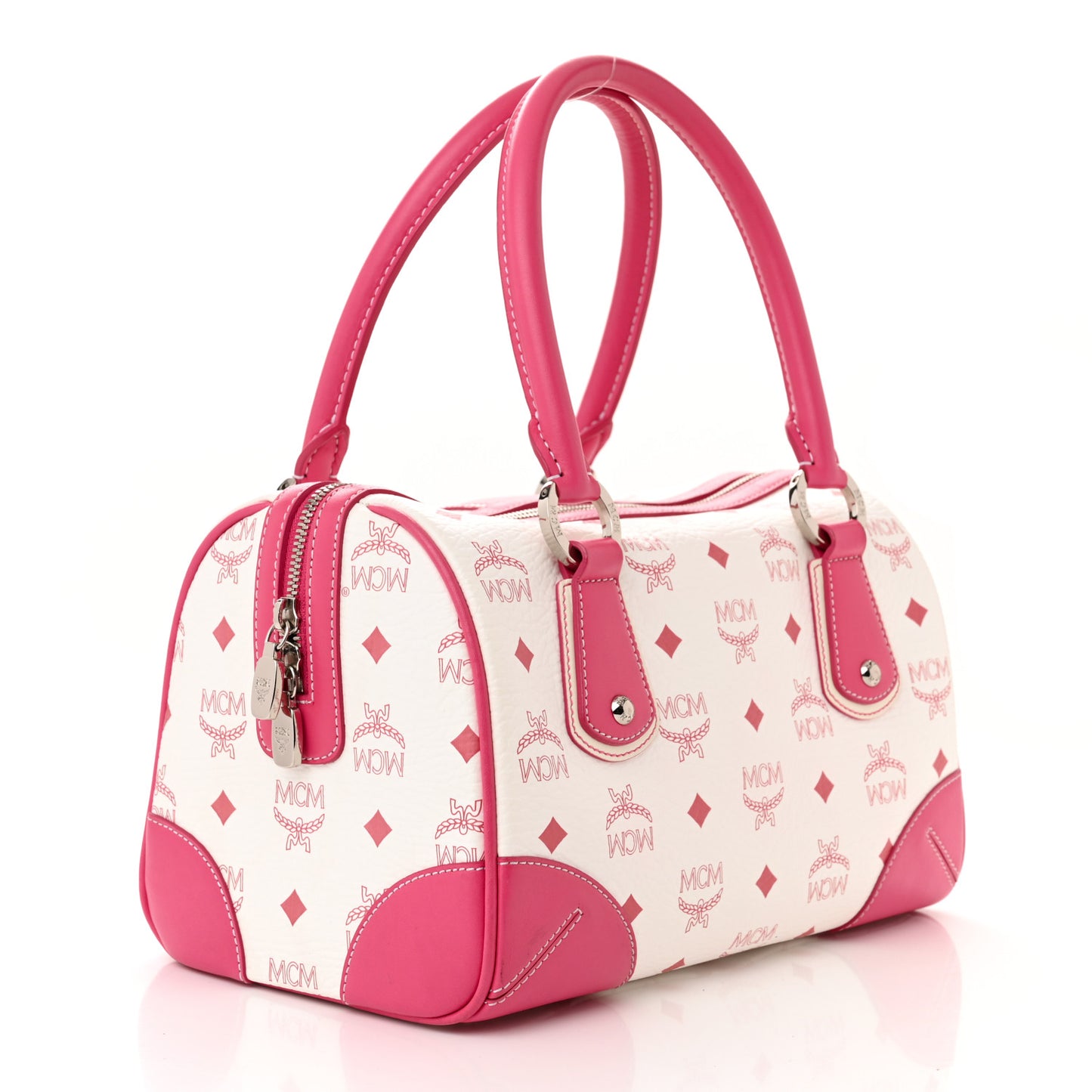 Visetos Medium Boston Bag Pink White