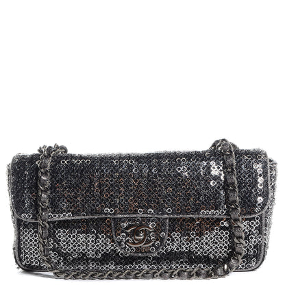 Chanel Sequin East West Flap Dark Silver 1 of 8