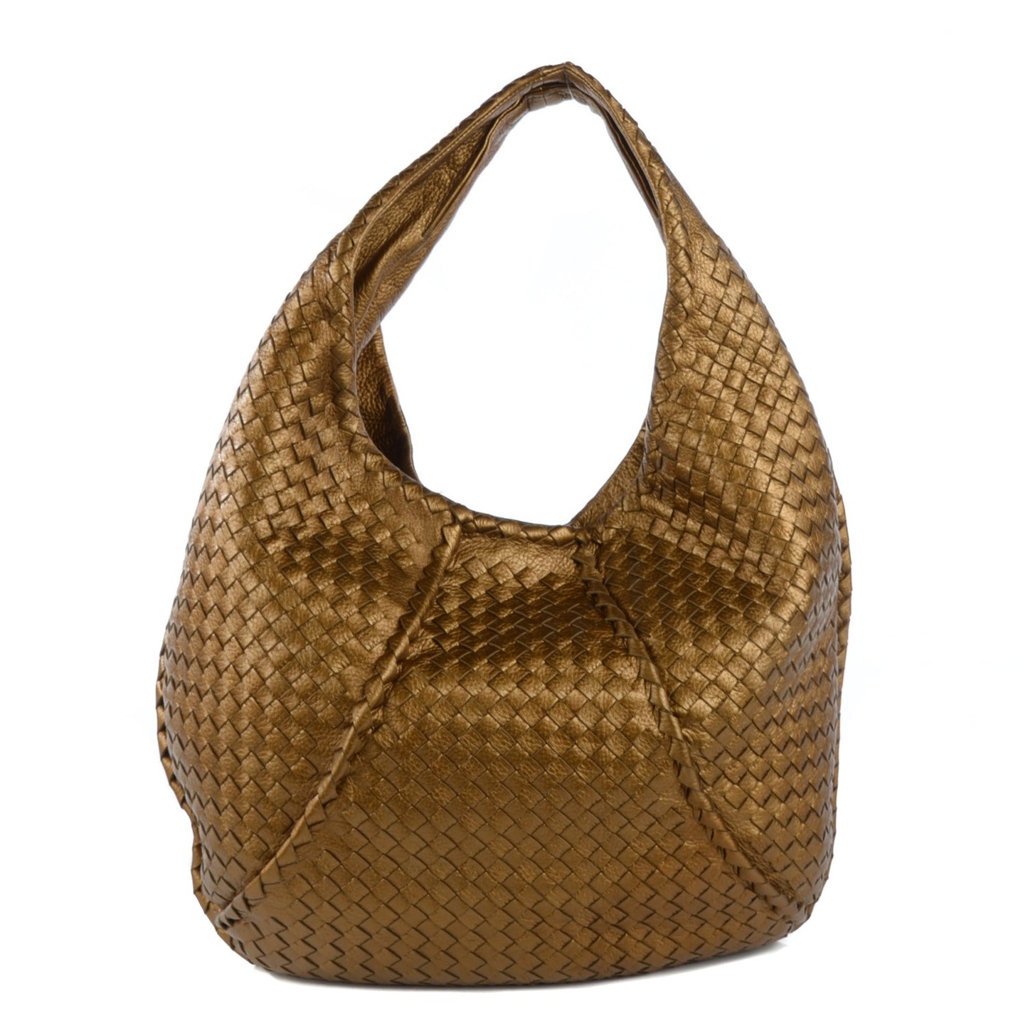 Cervo Intrecciato Large Simple Hobo New Bronze