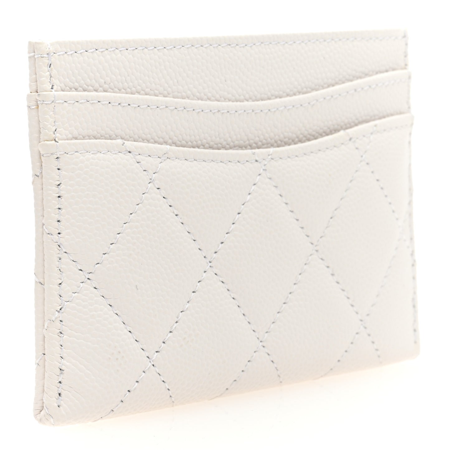 Caviar Quilted Card Holder White