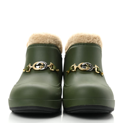 Gucci Rubber Wool Womens Crossy Ankle Boots 37 Cedar Green Butterscotch 2 of 11