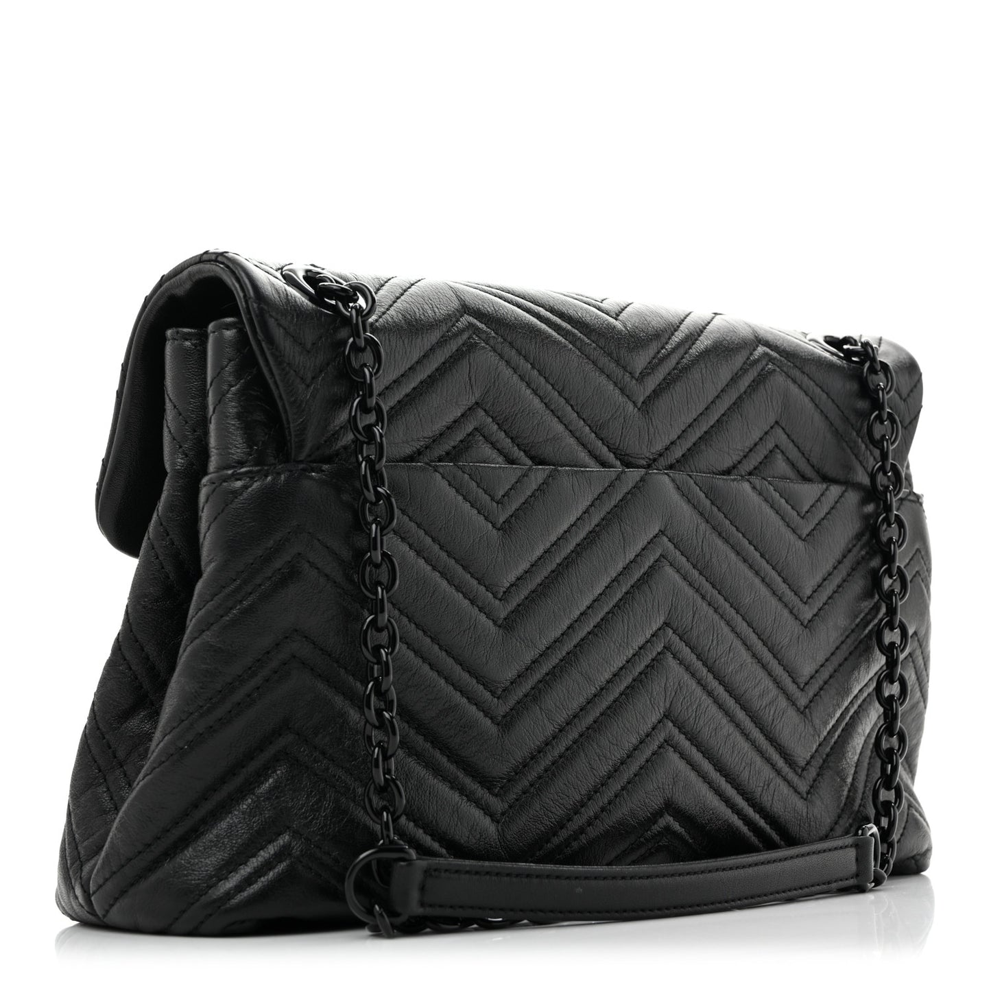 Soft Calfskin Matelasse Monochrome Medium GG Marmont Shoulder Bag Black
