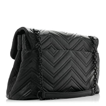 Gucci Soft Calfskin Matelasse Monochrome Medium GG Marmont Shoulder Bag Black 3 of 10