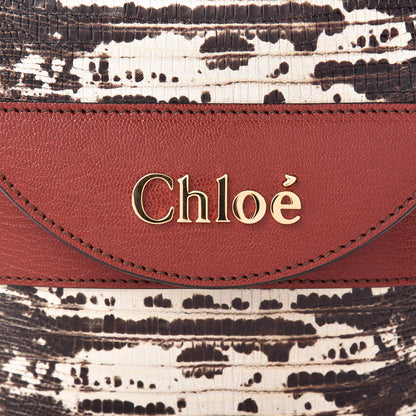 Chloe Calfskin Lizard Embossed Small Aby Lock Sepia Brown 8 of 13