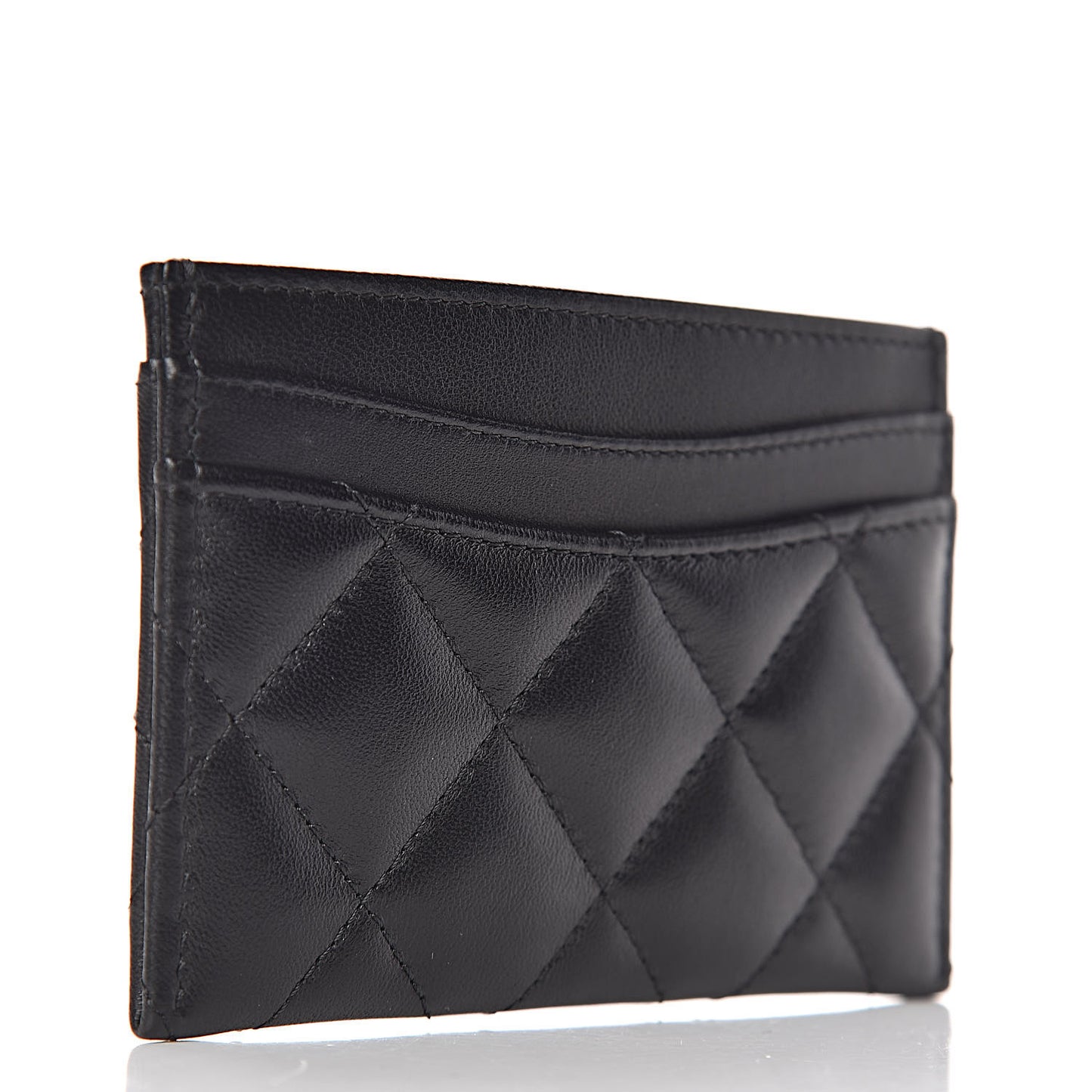 Lambskin Quilted Card Holder Black