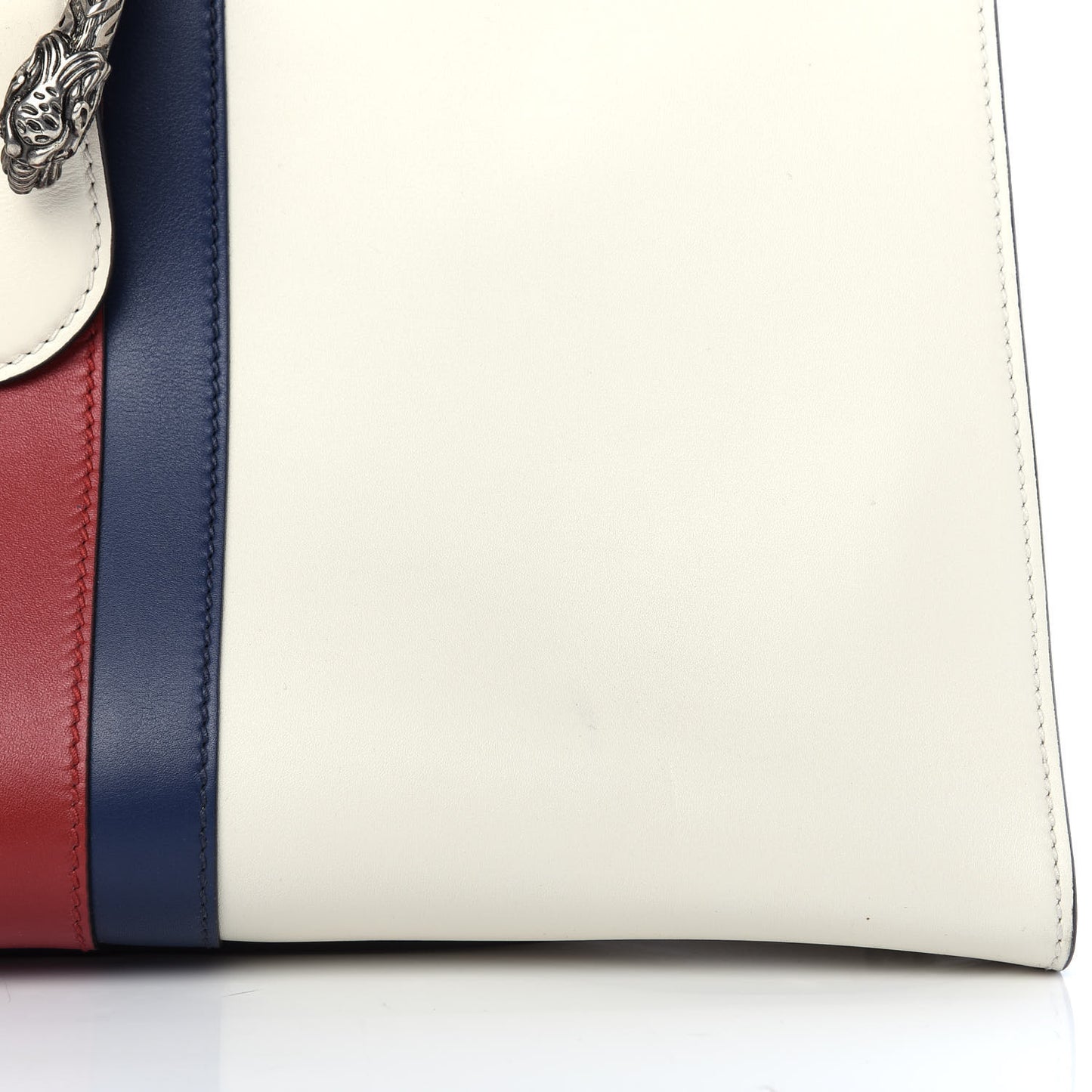 Calfskin Web Stripe Large Dionysus Tote Bag White