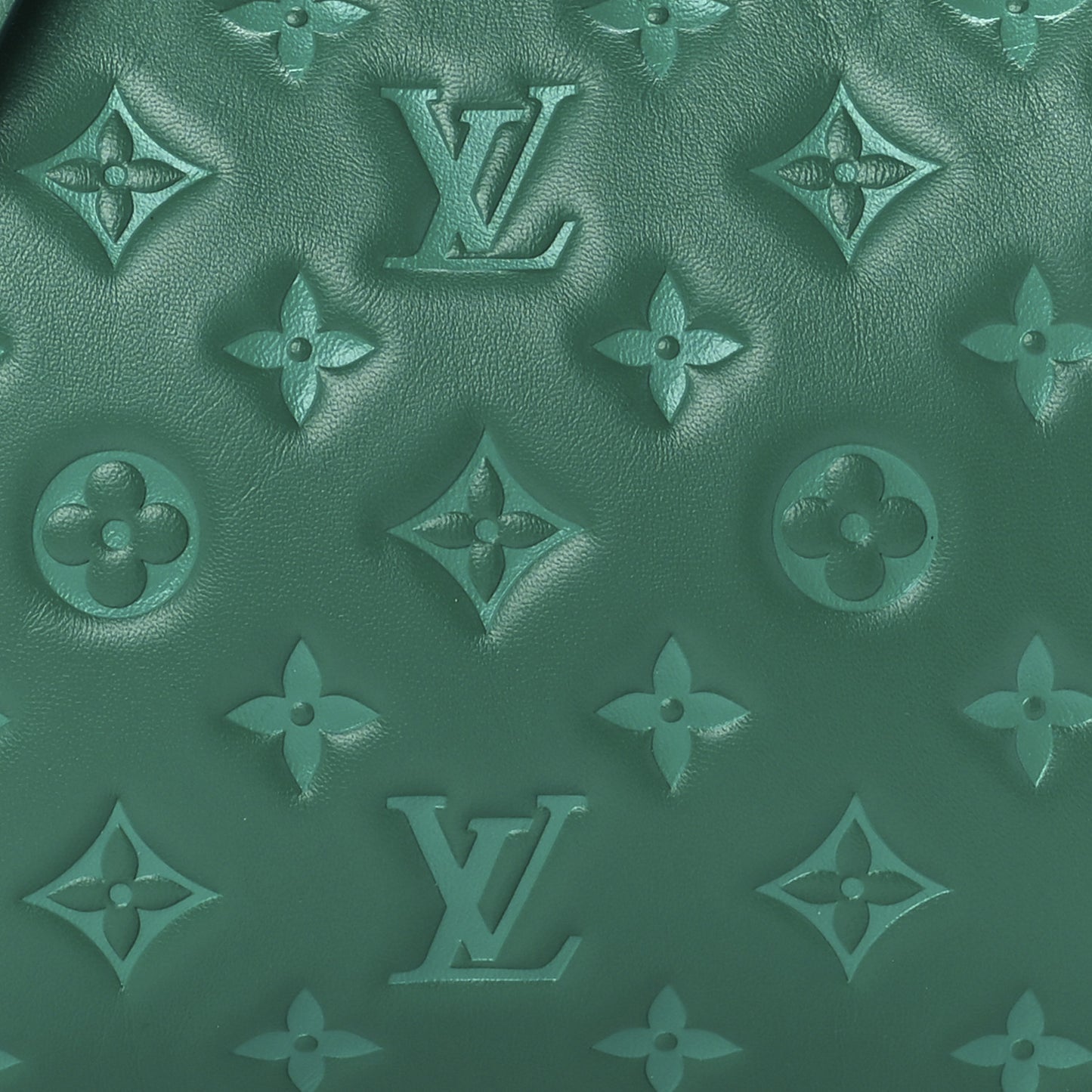 Lambskin Embossed Monogram Coussin BB Emeraude