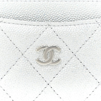 Chanel Glittered Metallic Caviar Quilted Card Holder Silver 9 of 12