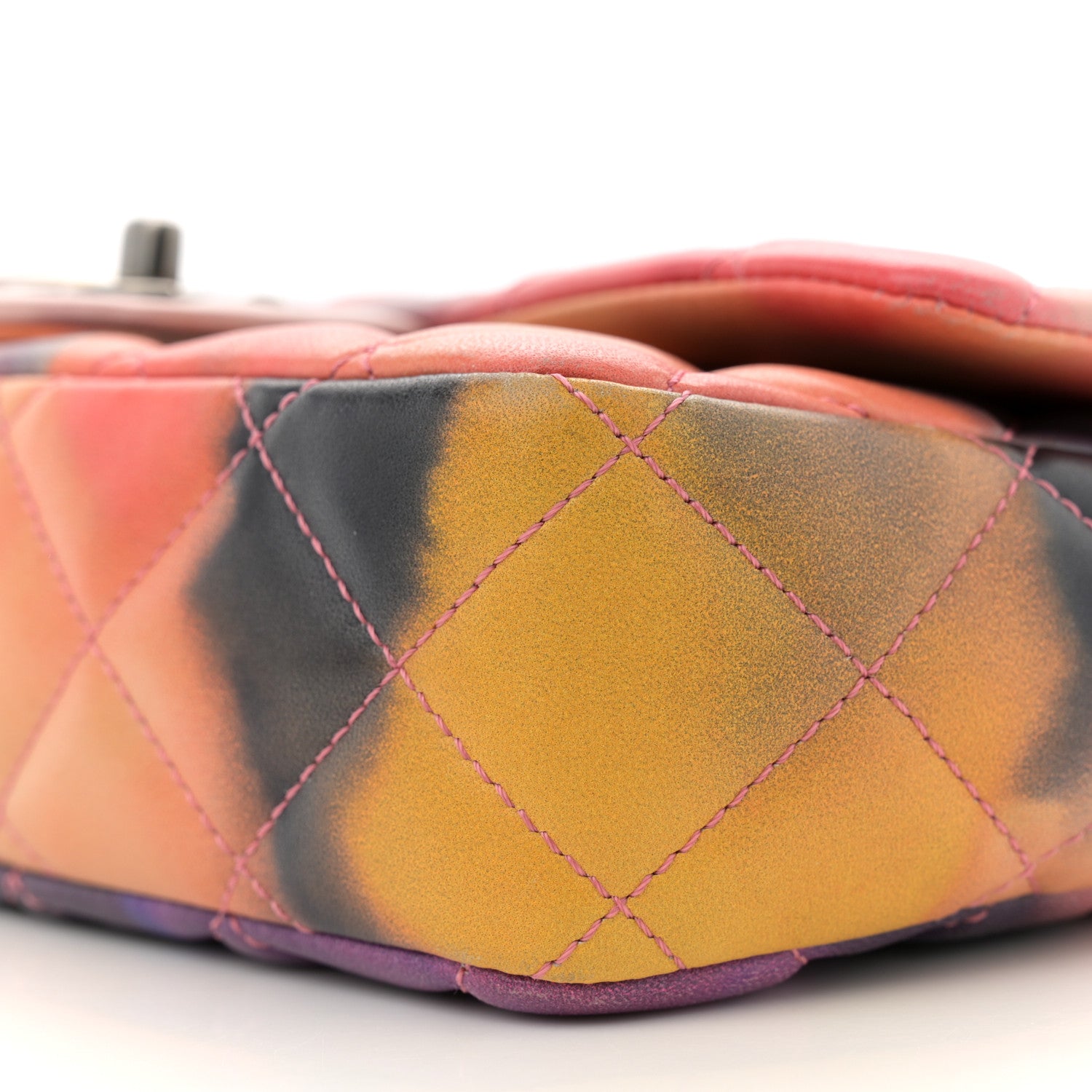 Chanel Printed Lambskin Quilted Small Flower Power Flap Ecru Orange Red Purple 10 of 11