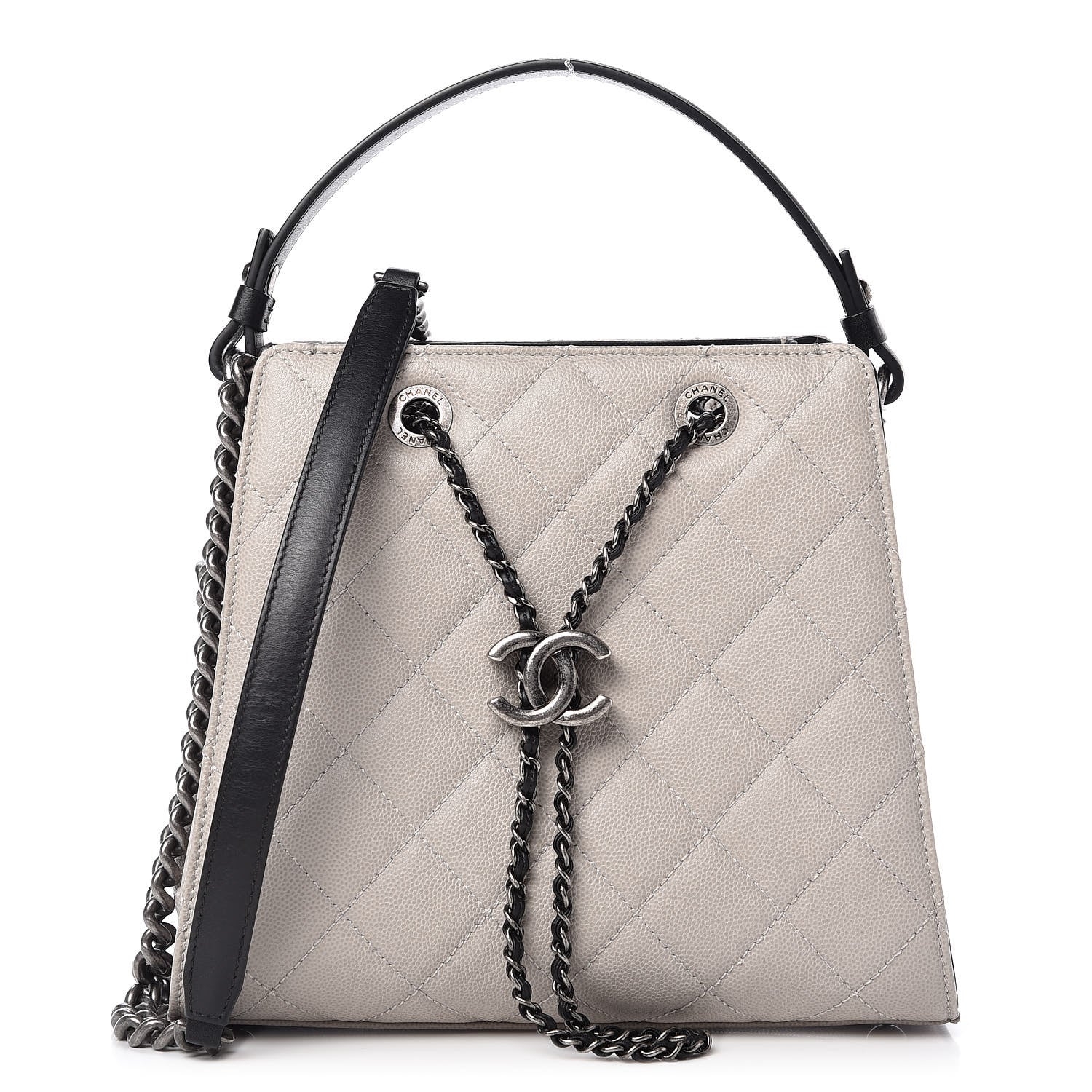 Chanel Caviar Quilted Small CC Bucket Bag Grey 1 of 12