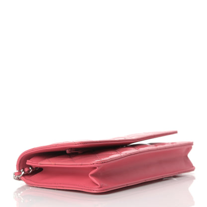 Chanel Patent Quilted Wallet On Chain WOC Pink 3 of 9