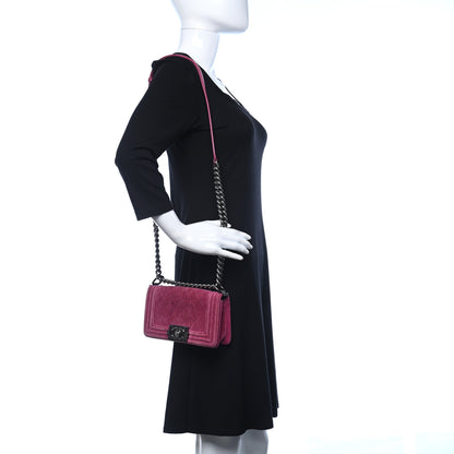 Chanel Velvet Quilted Small Boy Flap Pink 2 of 12