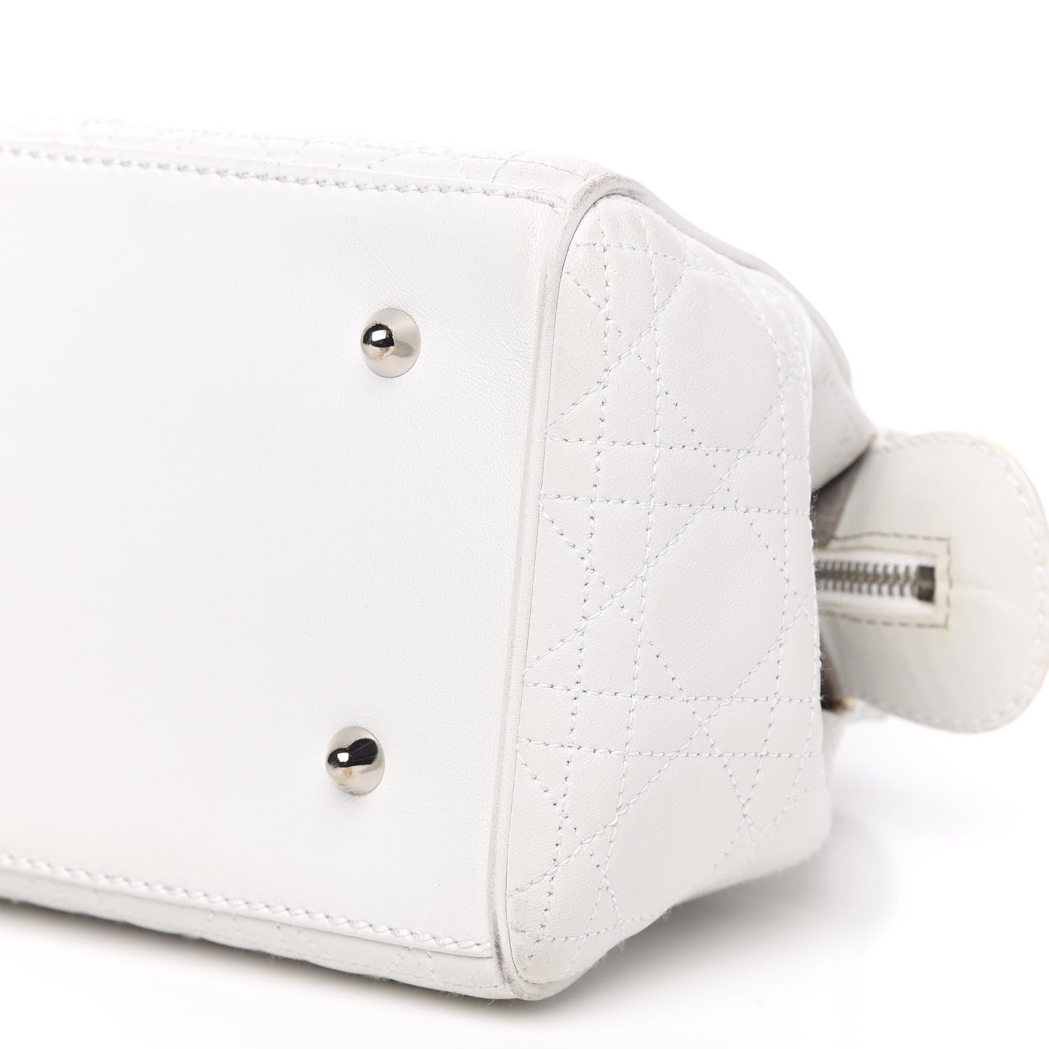 Christian Dior Lambskin Cannage Soft Lady Dior Satchel White 10 of 16
