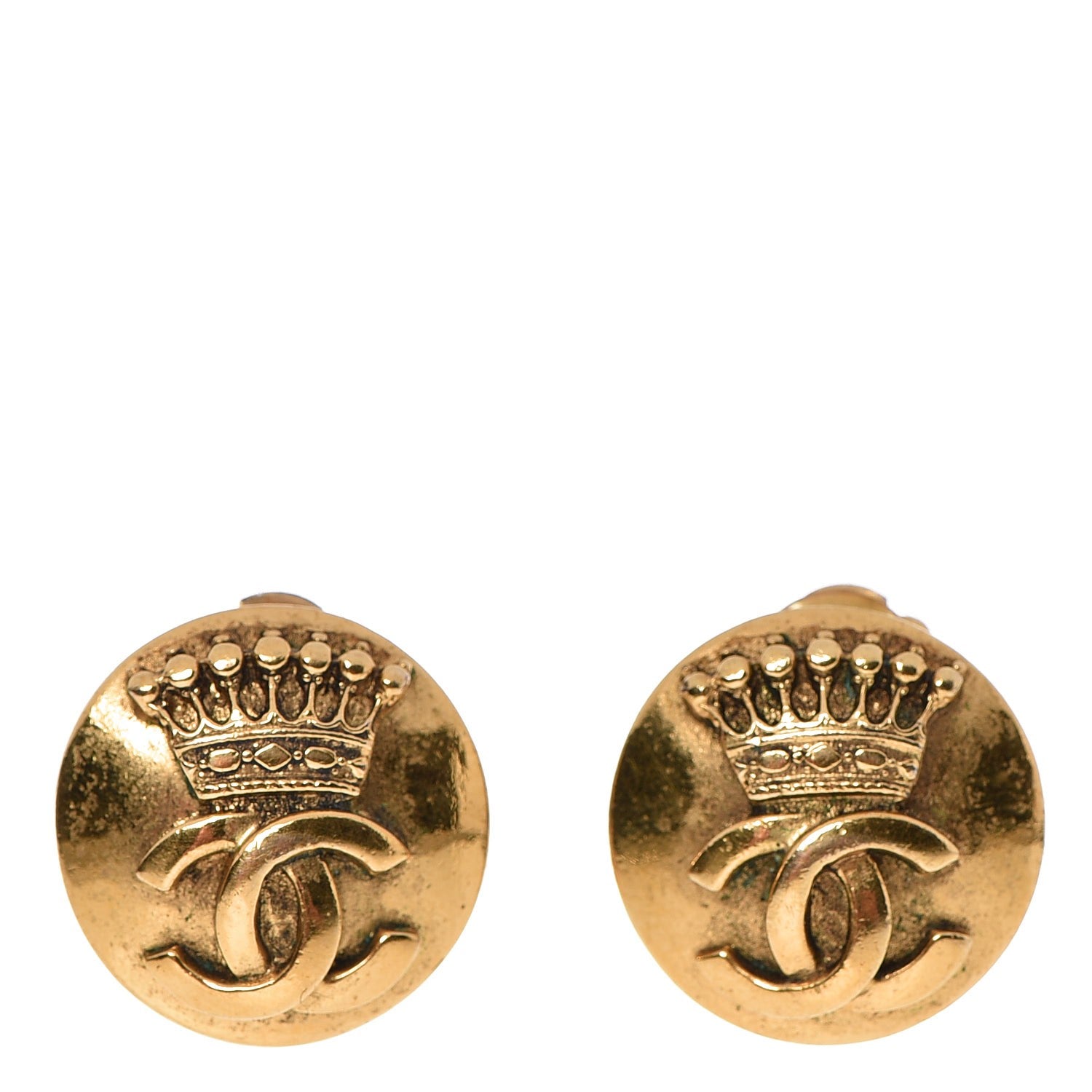 Chanel CC Crown Clip On Earrings Gold 1 of 4
