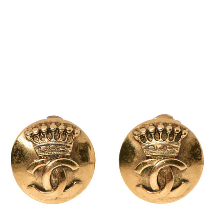 Chanel CC Crown Clip On Earrings Gold 1 of 4