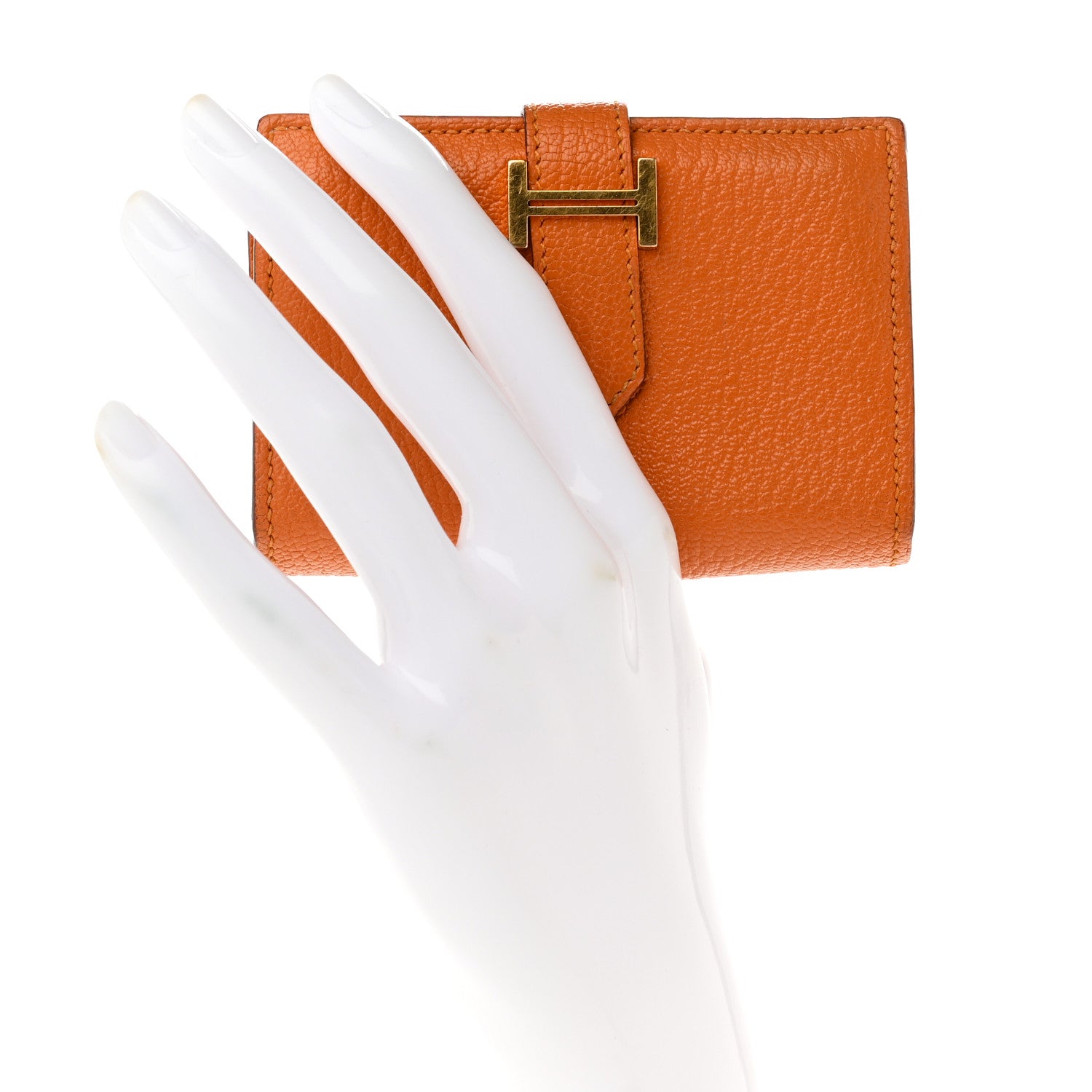 Hermes Chevre Mysore Mini Bearn Wallet Orange 2 of 9