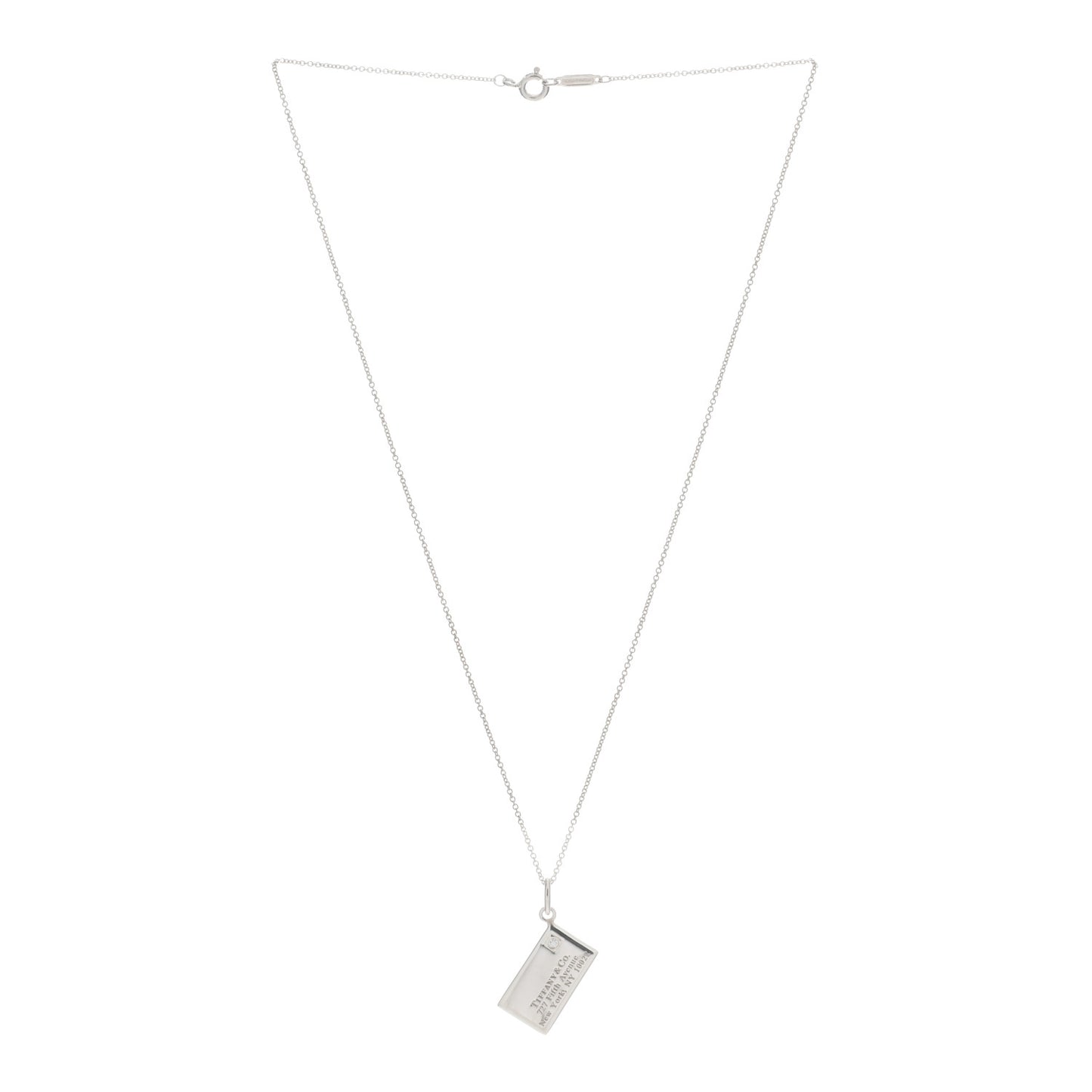 Sterling Silver Diamond Envelope Pendant Necklace
