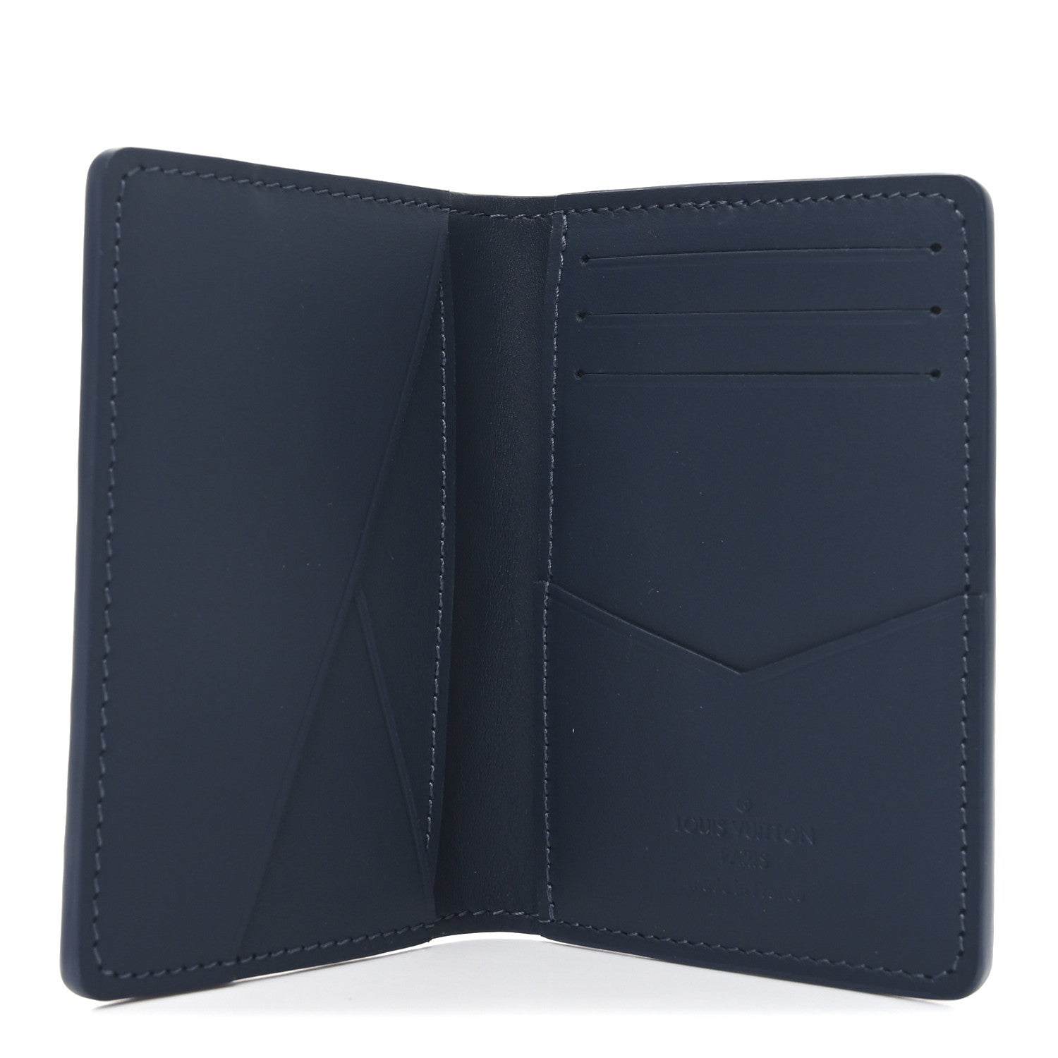 Louis Vuitton Calfskin Monogram Shadow Pocket Organizer Navy Blue White 5 of 6