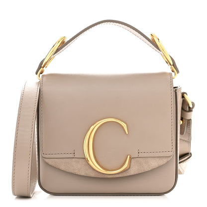 Chloe Shiny Calfskin Suede Mini C Double Carry Motty Grey 1 of 11