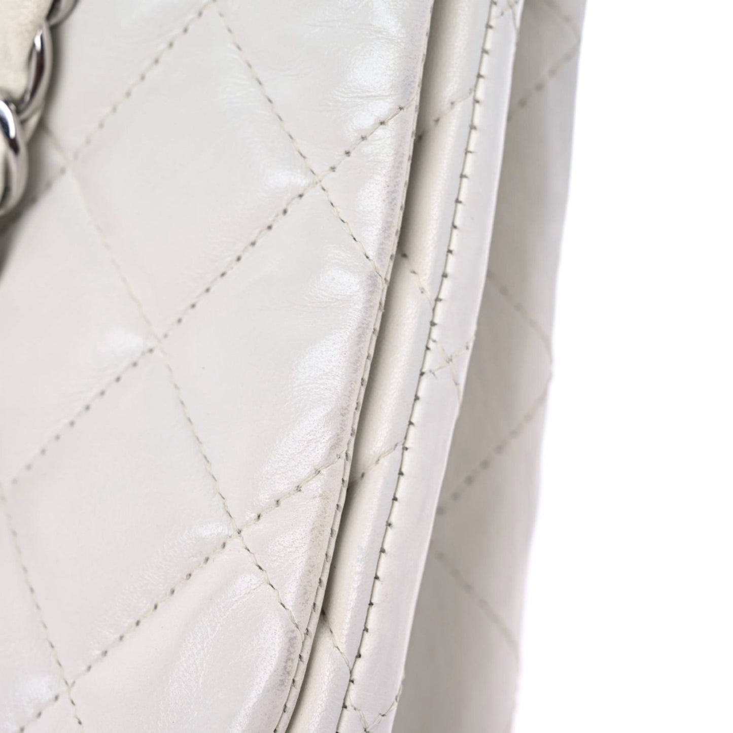 Lambskin Quilted Jumbo Single Flap White