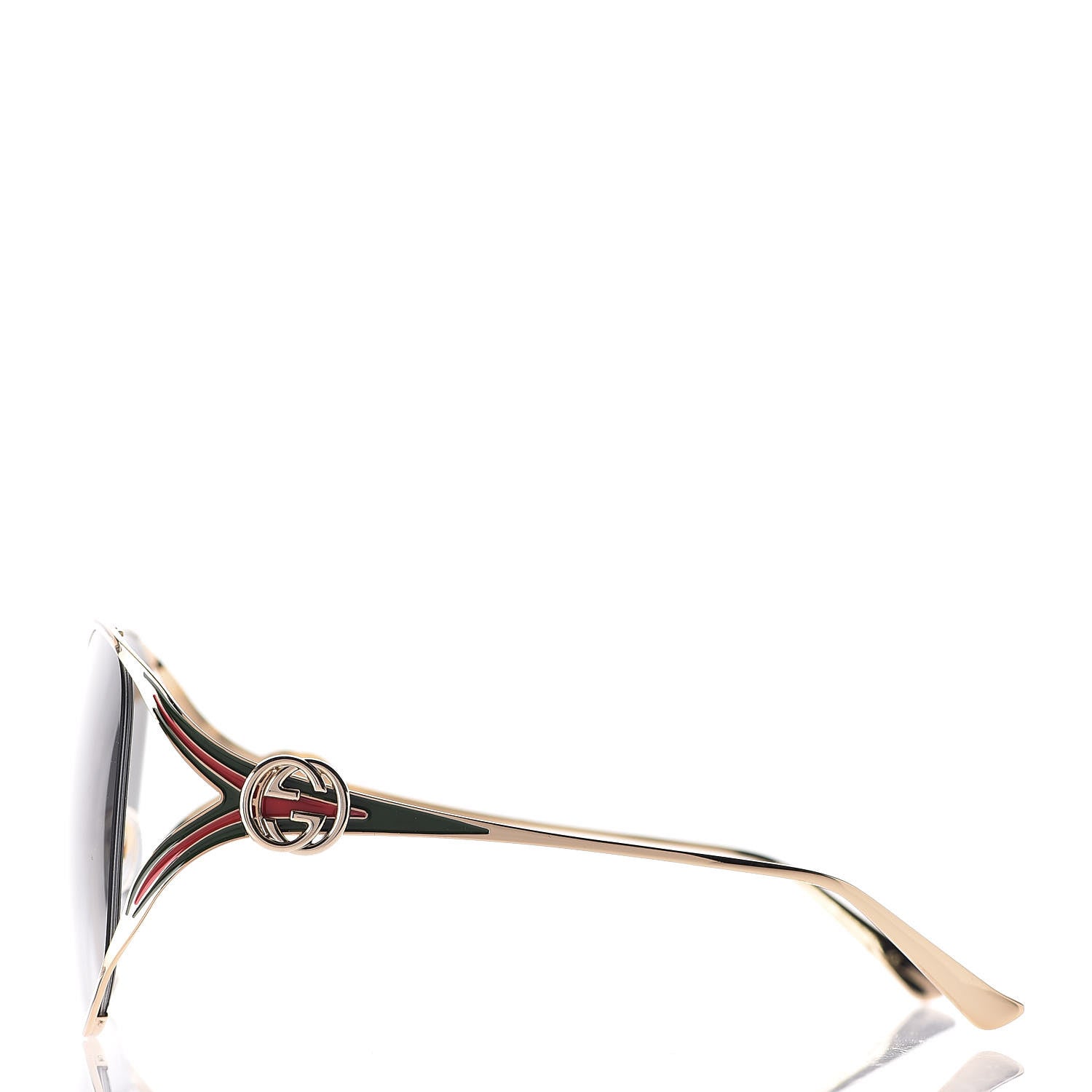 Gucci Metal Oversized Round Frame GG0225S Sunglasses Gold 3 of 9