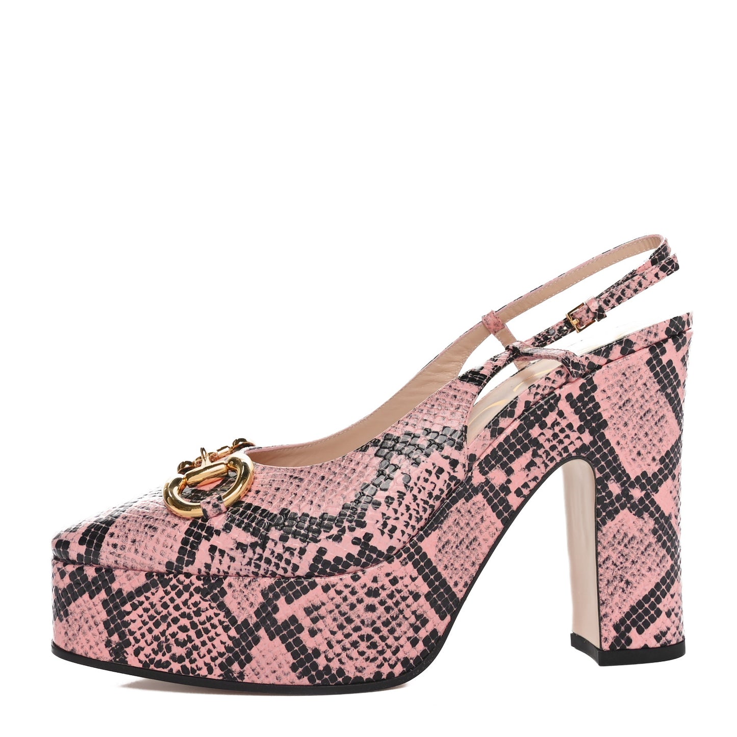 Calfskin Python Print Horsebit Platform 35/120mm Slingback Pumps 40 Wild Rose