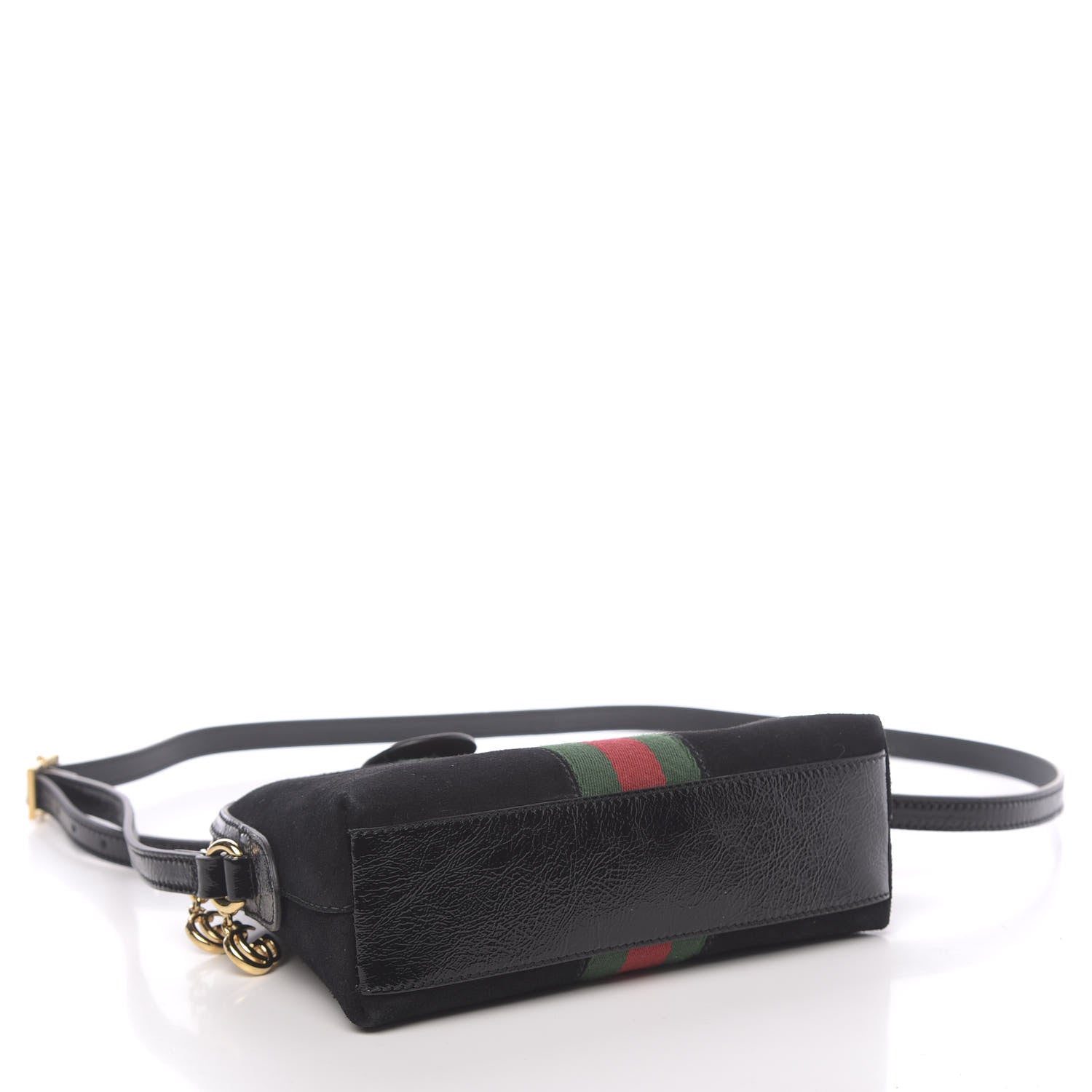 Gucci Suede Patent Web GG Small Ophidia Dome Shoulder Bag Black 3 of 9