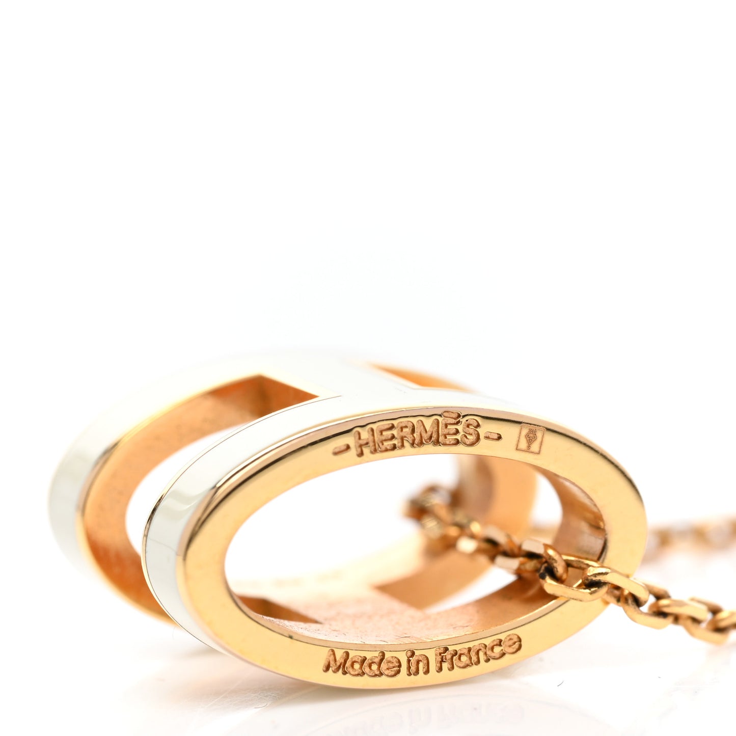 Lacquered Gold Pop H Pendant Necklace White