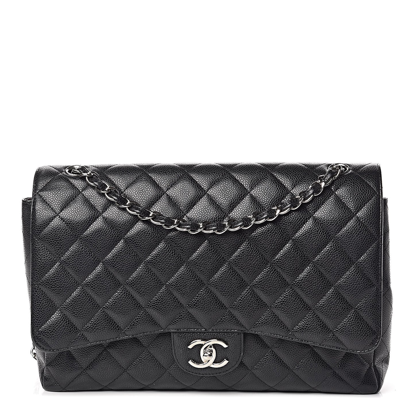 Caviar Quilted Maxi Double Flap Black