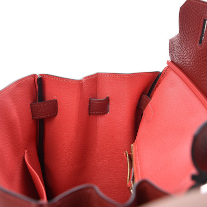 Hermes Togo Horseshoe Bi-Color Birkin 35 Rouge H Bougainvillea 10 of 33