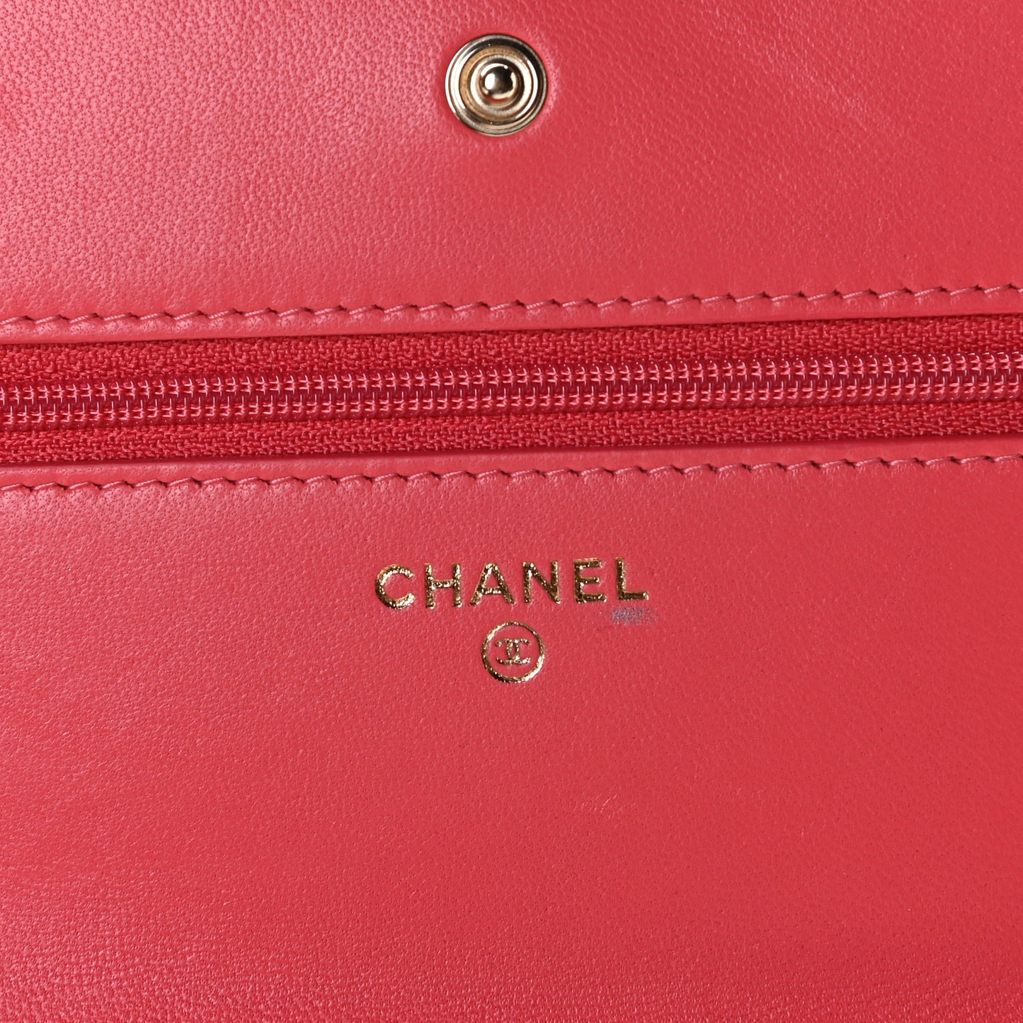 Lambskin Camellia Wallet on Chain WOC Pink