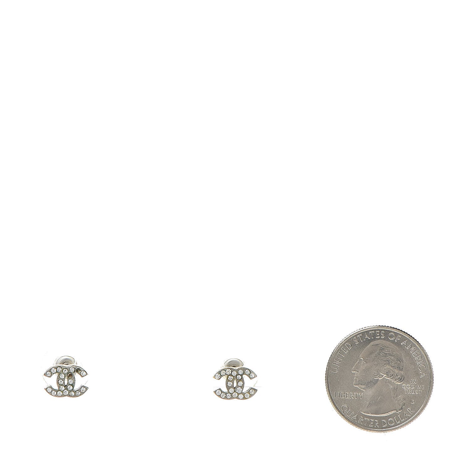 Chanel Crystal Timeless CC Earrings Silver 2 of 6