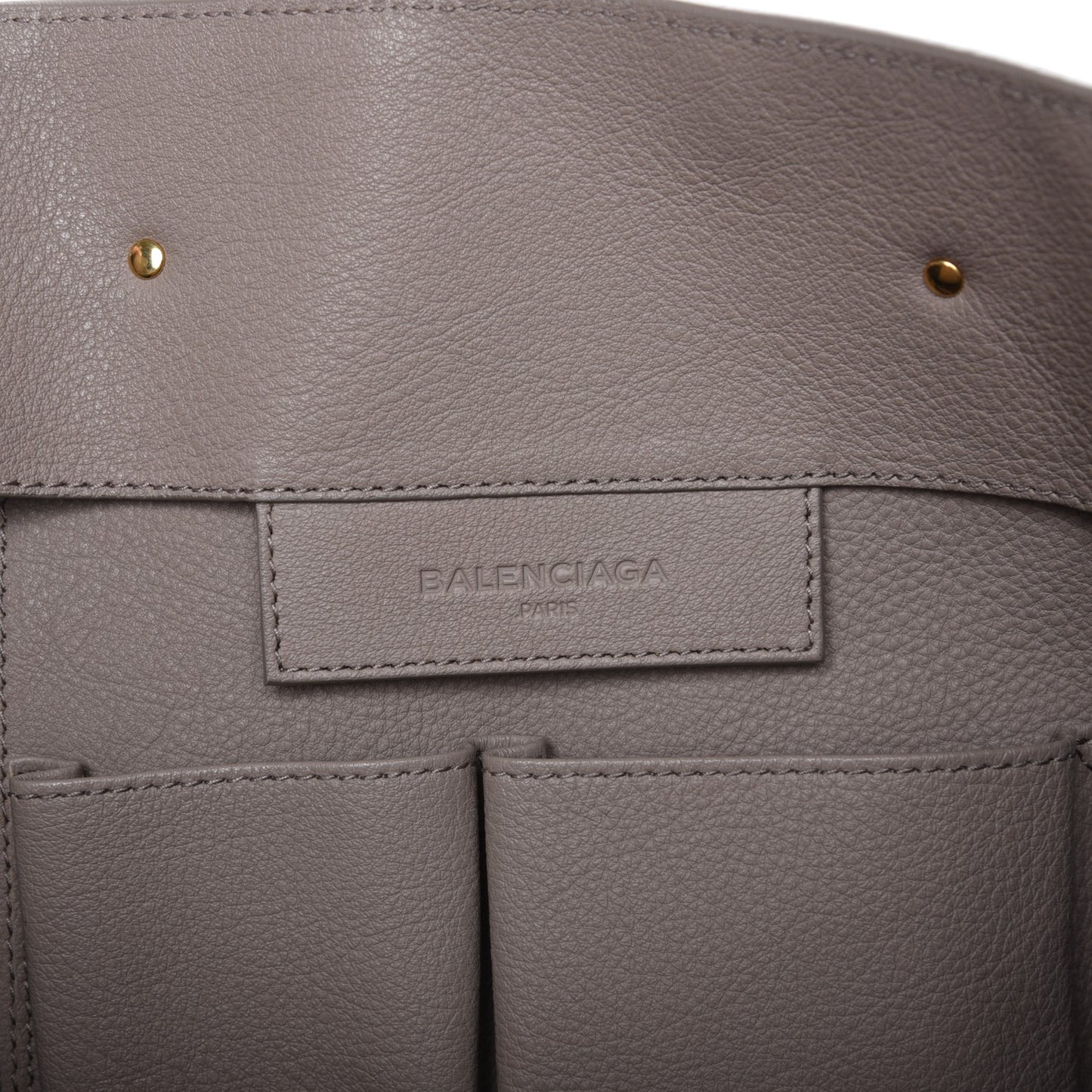 Grained Calfskin Gold Metallic Edge Hardware Papier A4 Tote Beige