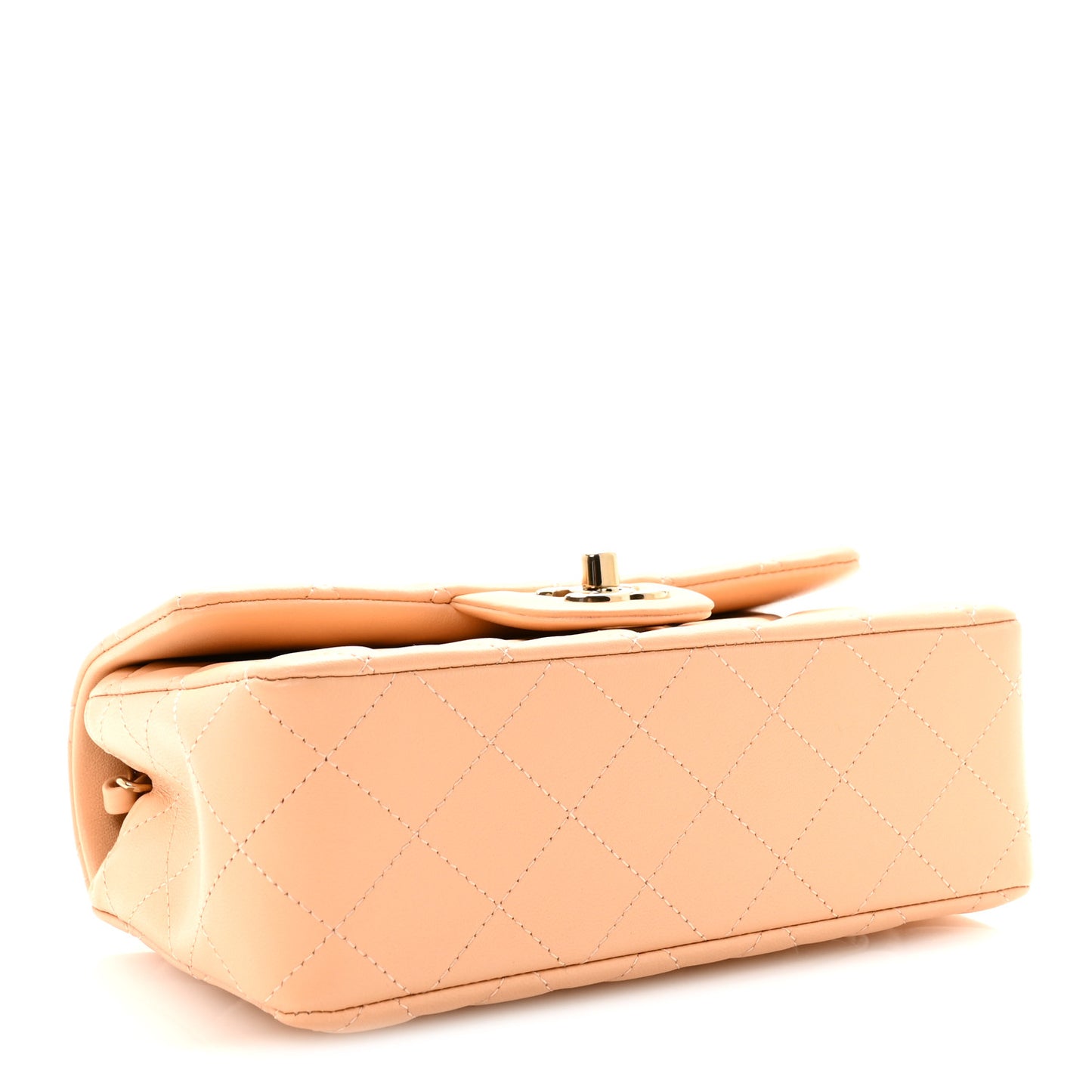 Lambskin Quilted Mini Rectangular Flap Beige
