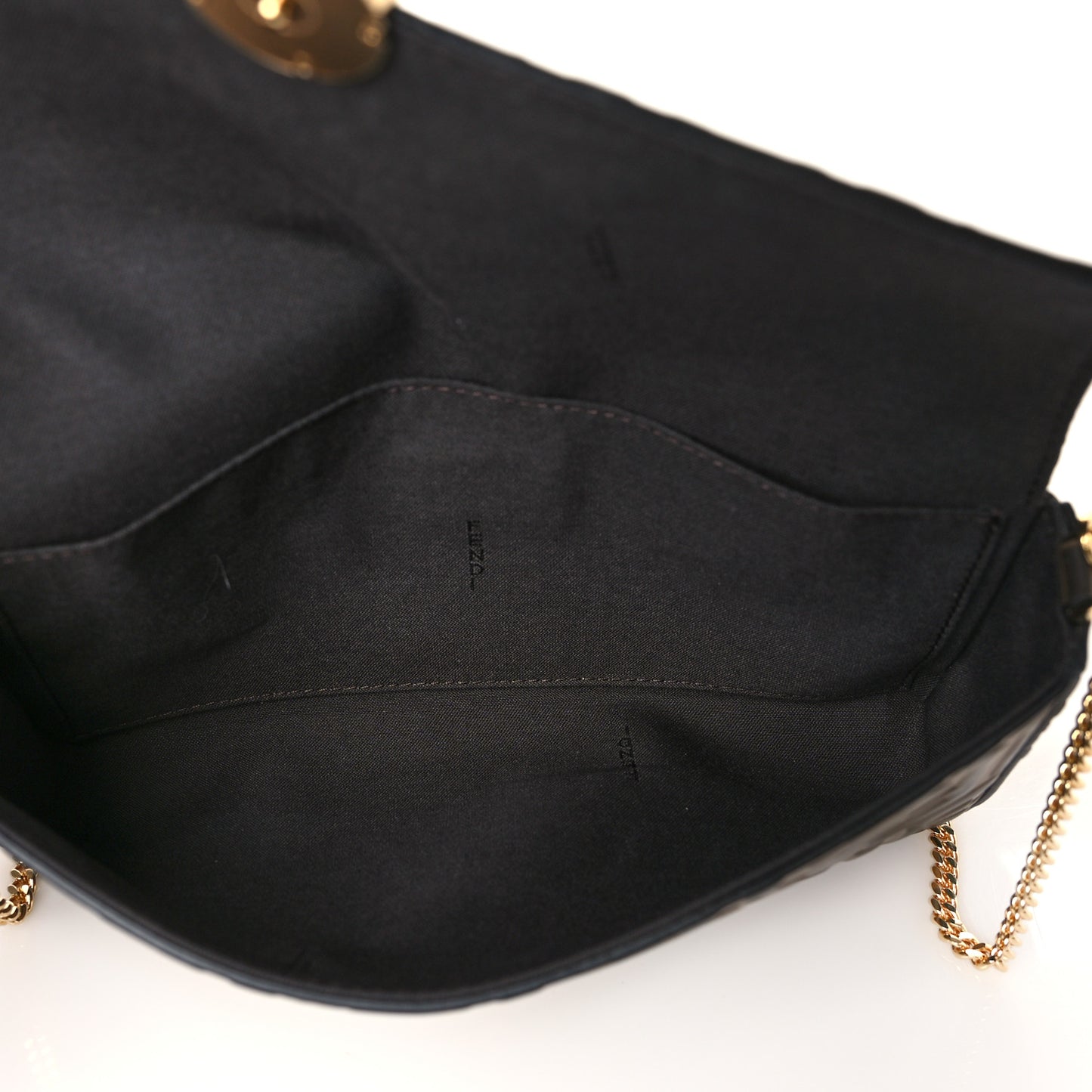 Vitello Soft F is Fendi Bi-Color FF 1974 Embossed Envelope Wallet On Chain with Pouches Maya Black
