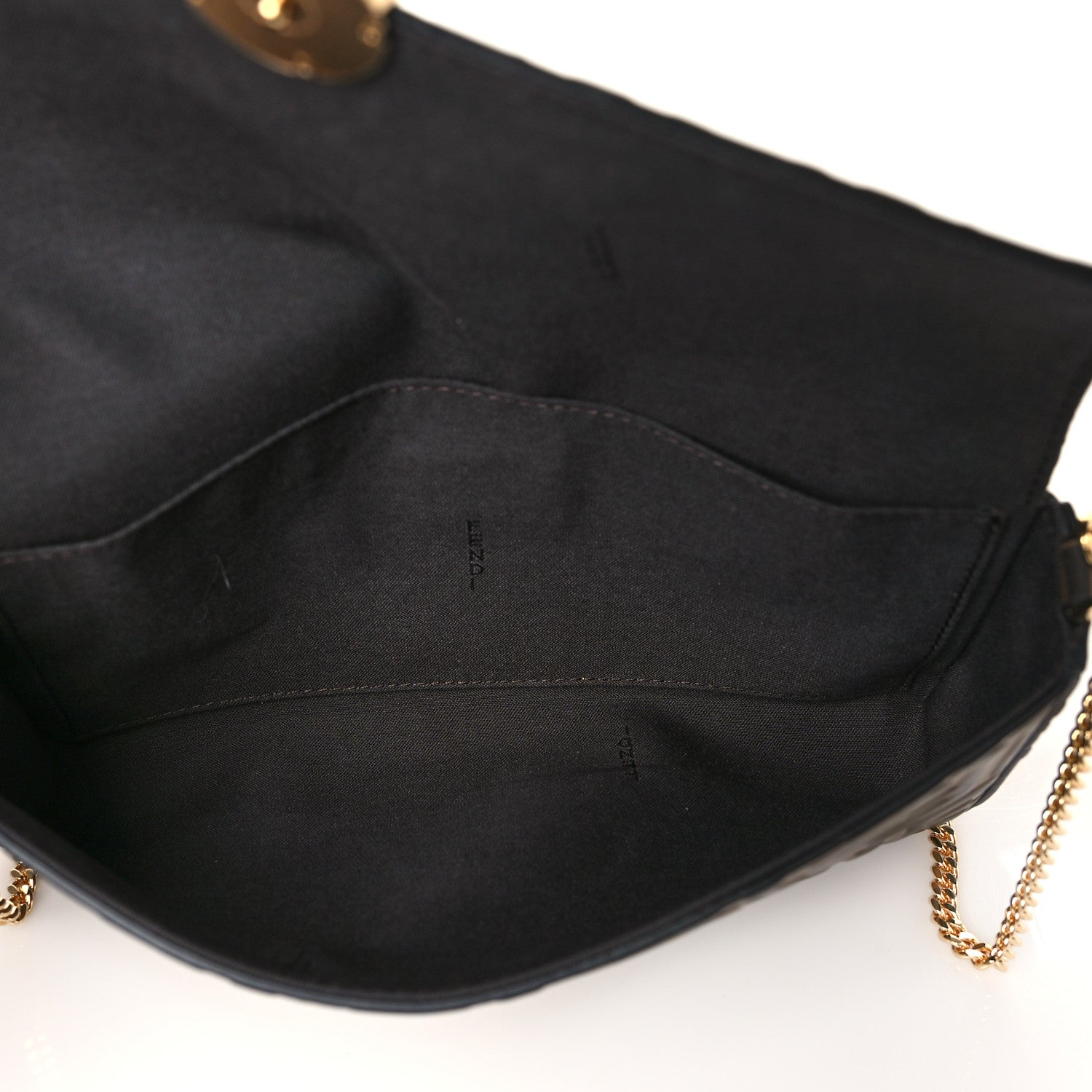 Fendi Vitello Soft F is Fendi Bi-Color FF 1974 Embossed Envelope Wallet On Chain with Pouches Maya Black 6 of 12