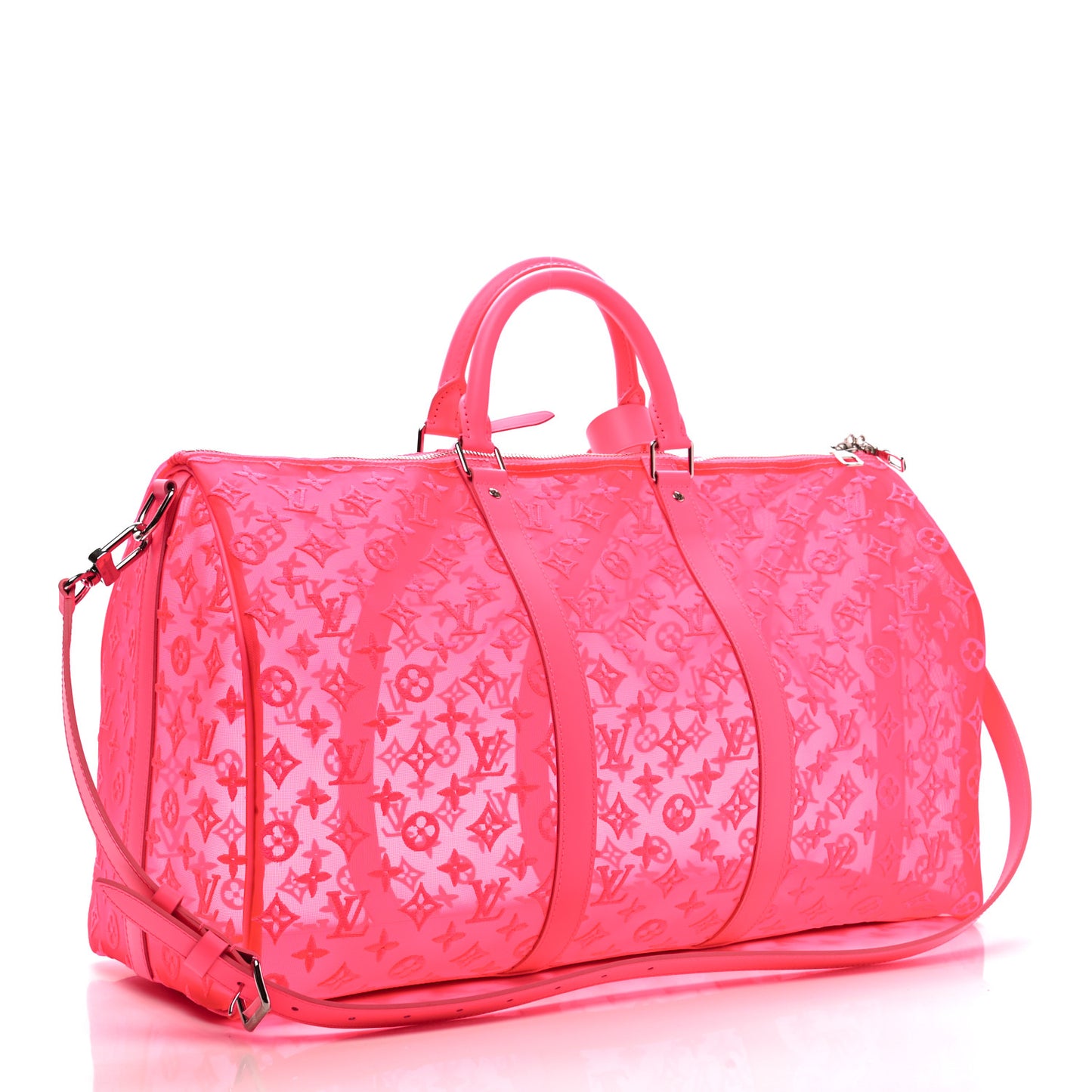 Monogram Fluo See Through Keepall Bandouliere 50 Rose