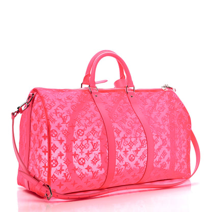 Louis Vuitton Monogram Fluo See Through Keepall Bandouliere 50 Rose 3 of 10