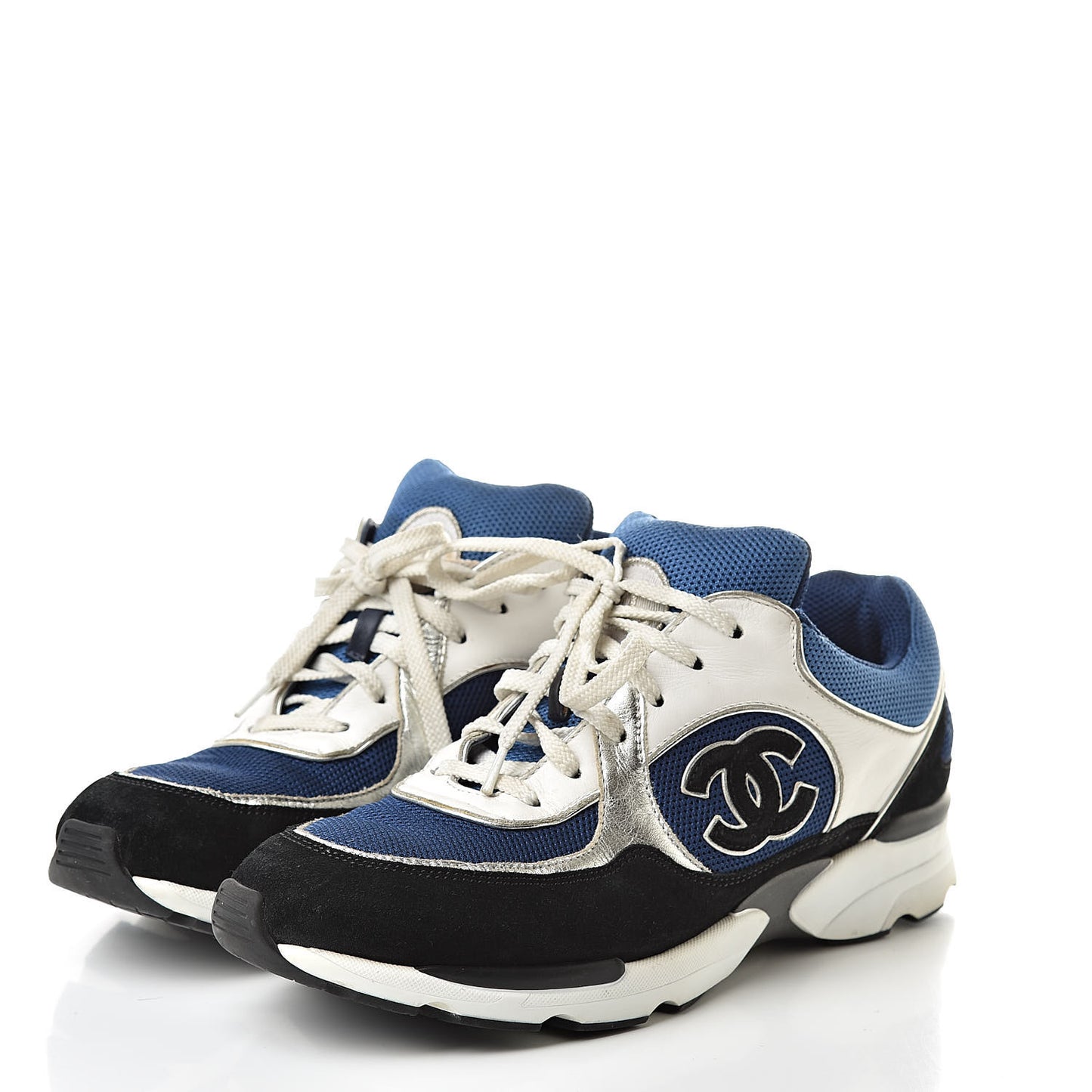 Suede Calfskin CC Sneakers 40 Blue Black