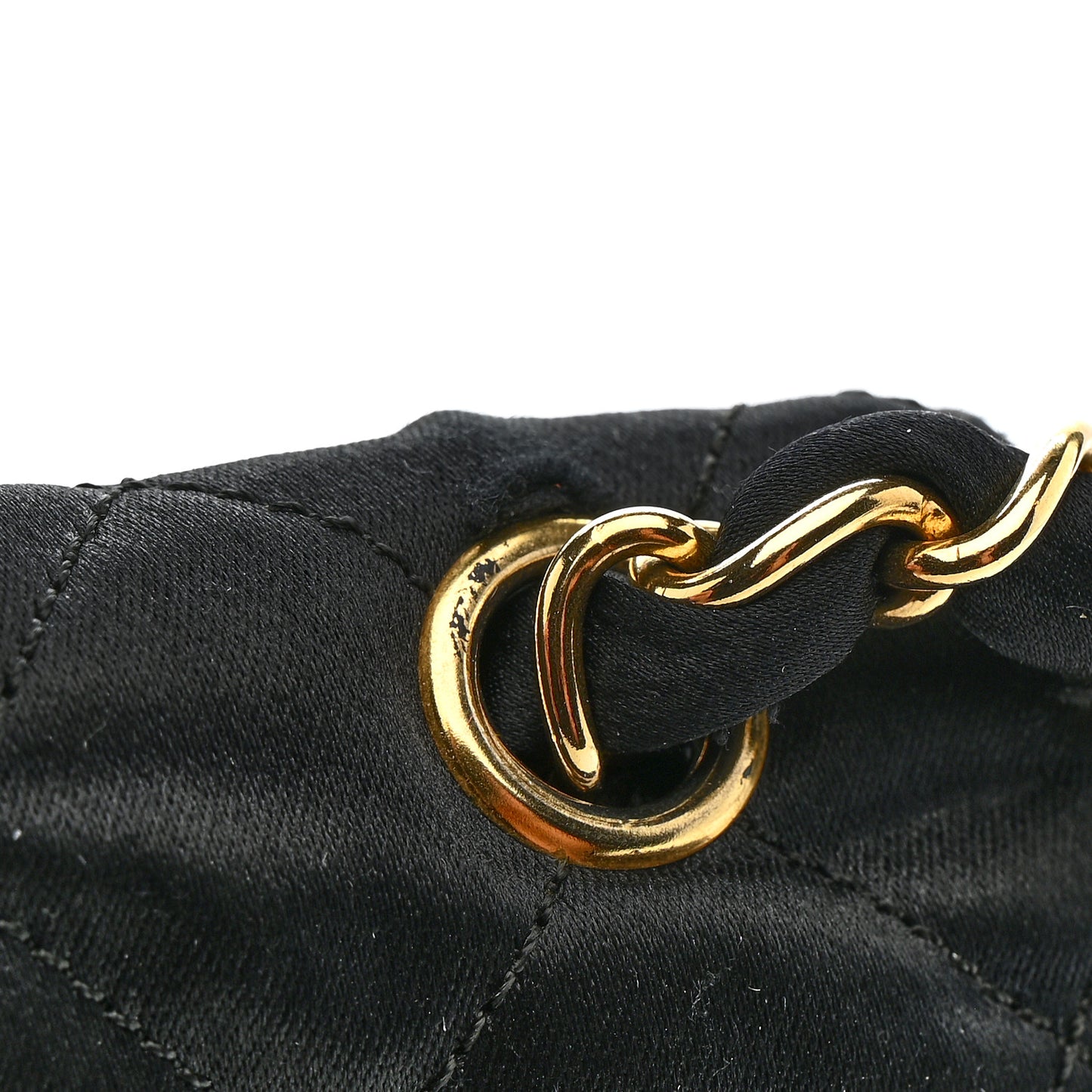 Satin Quilted Half Moon Flap Black