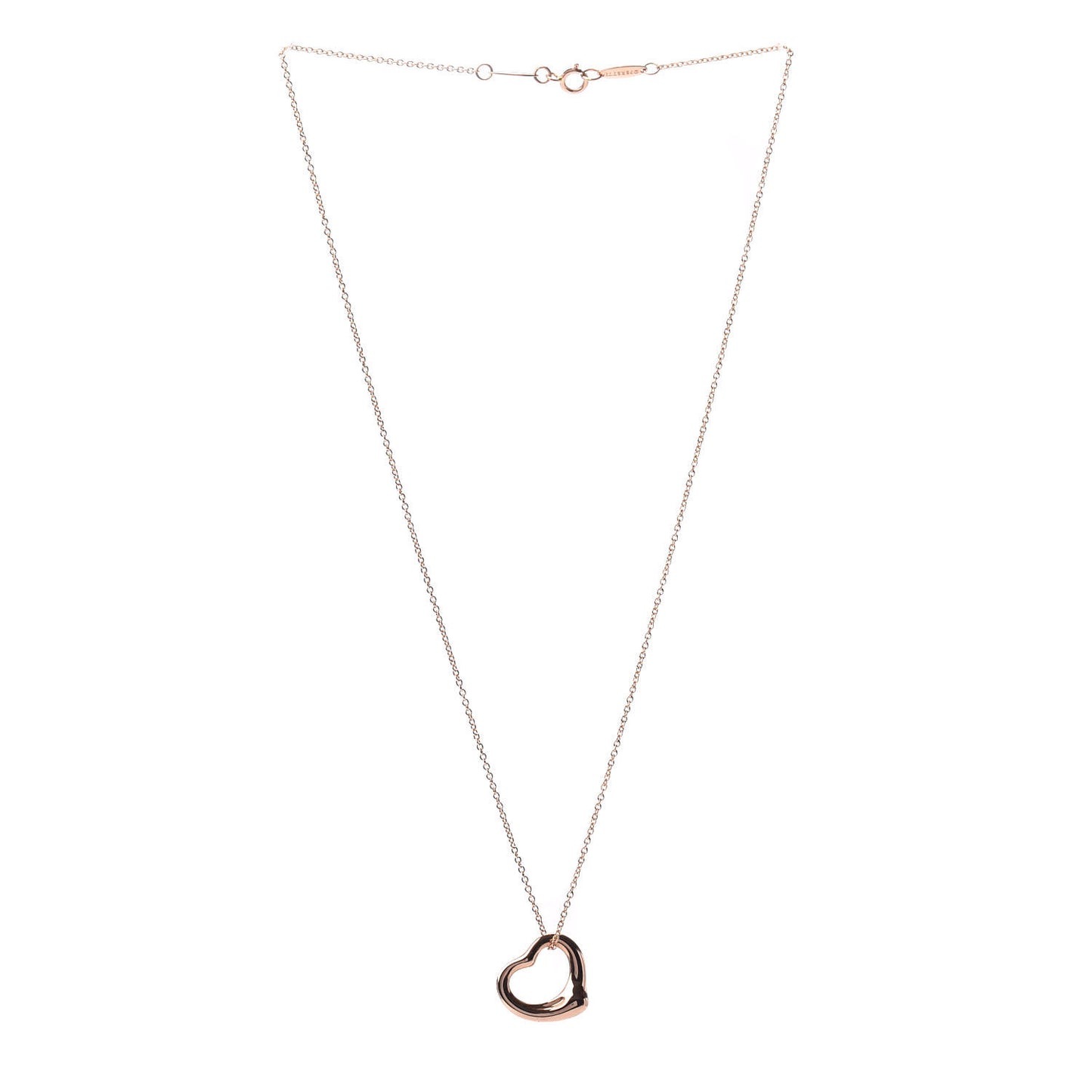 18K Rose Gold 16mm Elsa Peretti Open Heart Pendant Necklace