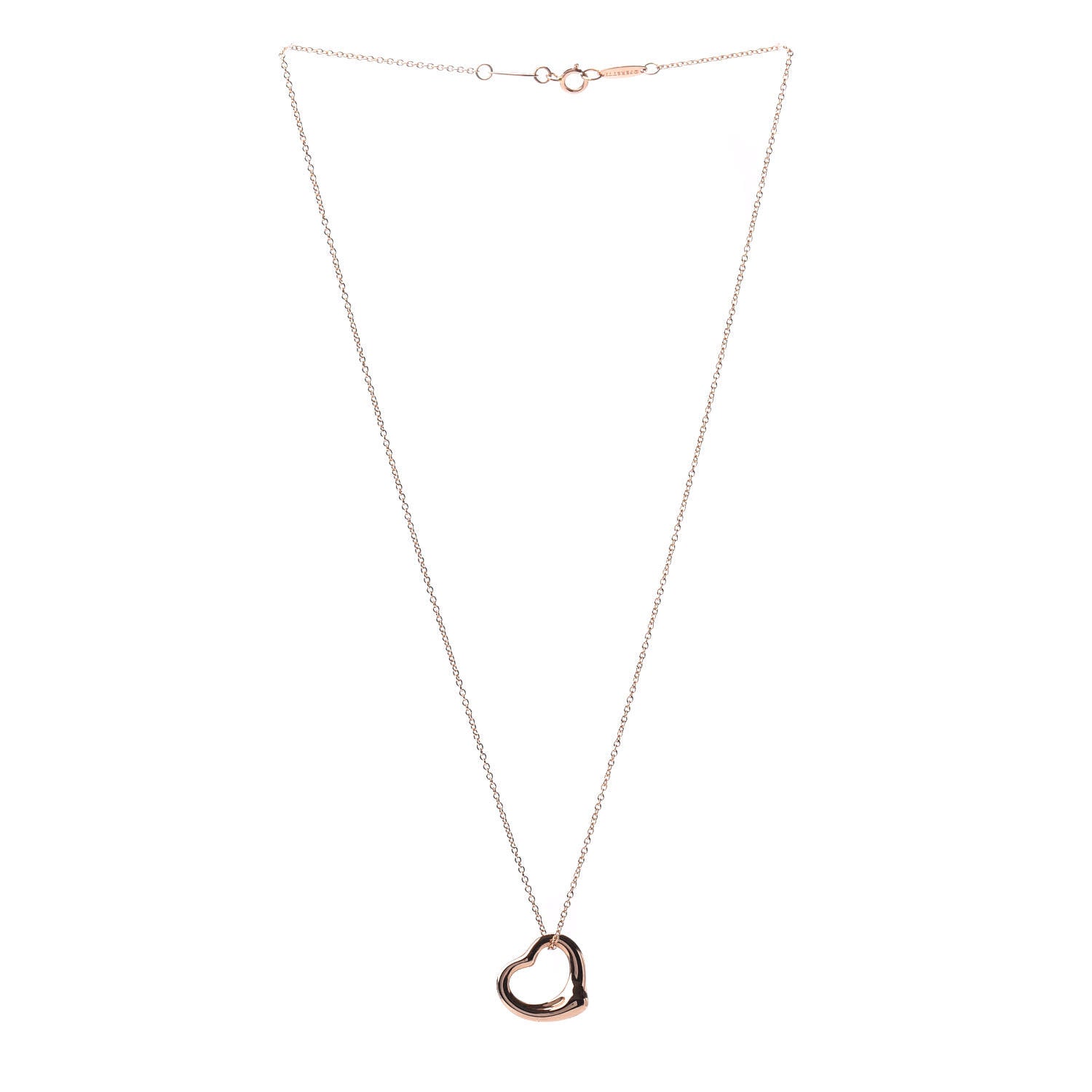 Tiffany 18K Rose Gold 16mm Elsa Peretti Open Heart Pendant Necklace 3 of 5