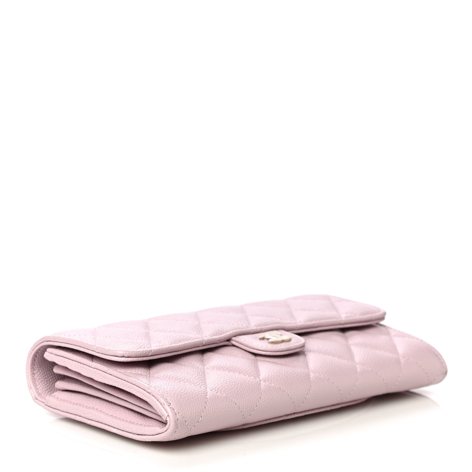 Chanel Caviar Quilted Large Gusset Flap Wallet Light Pink 4 of 12