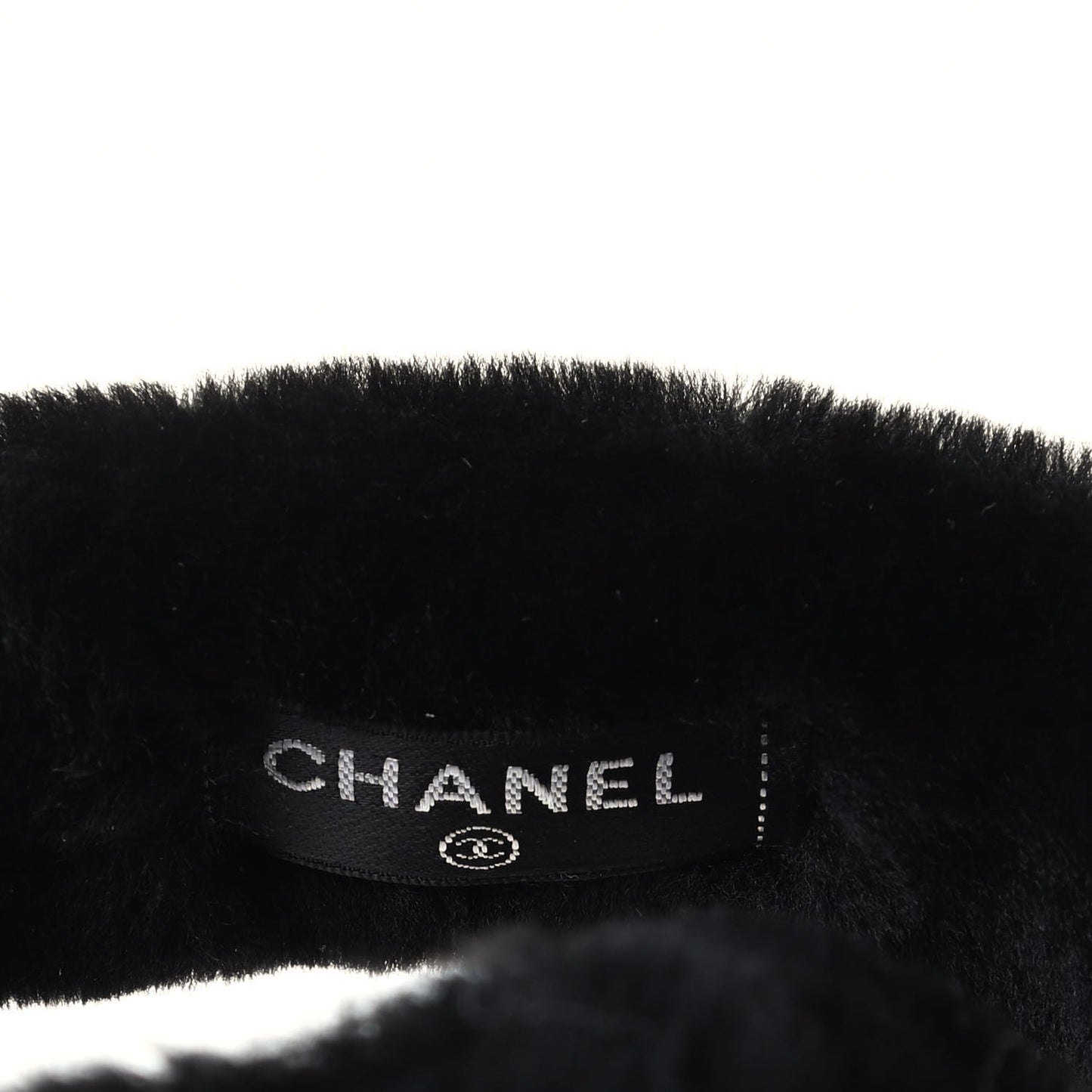Shearling CC Ear Muffs Black White