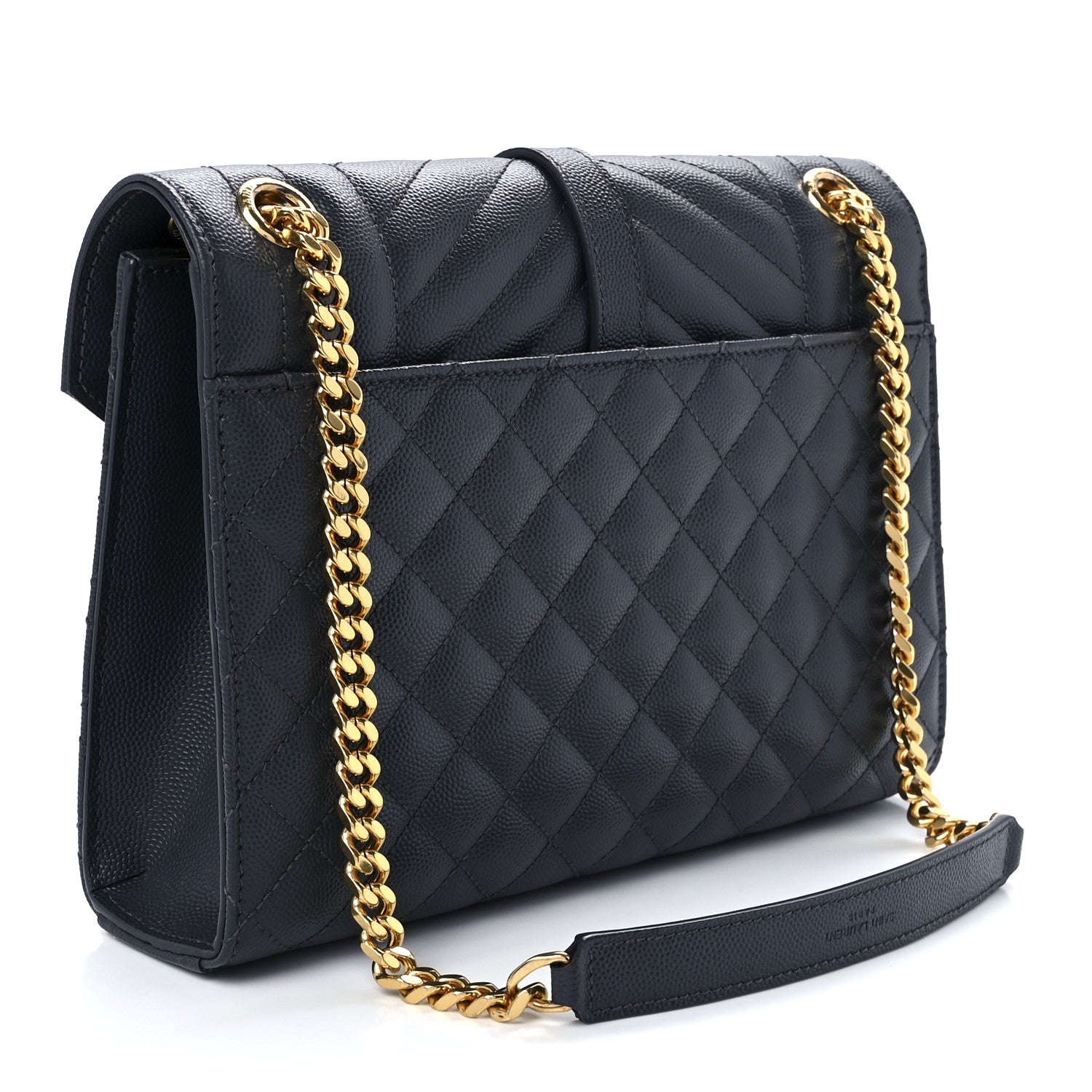 Saint Laurent Grain De Poudre Textured Mixed Matelasse Triquilt Medium Monogram Satchel Deep Marine 2 of 12