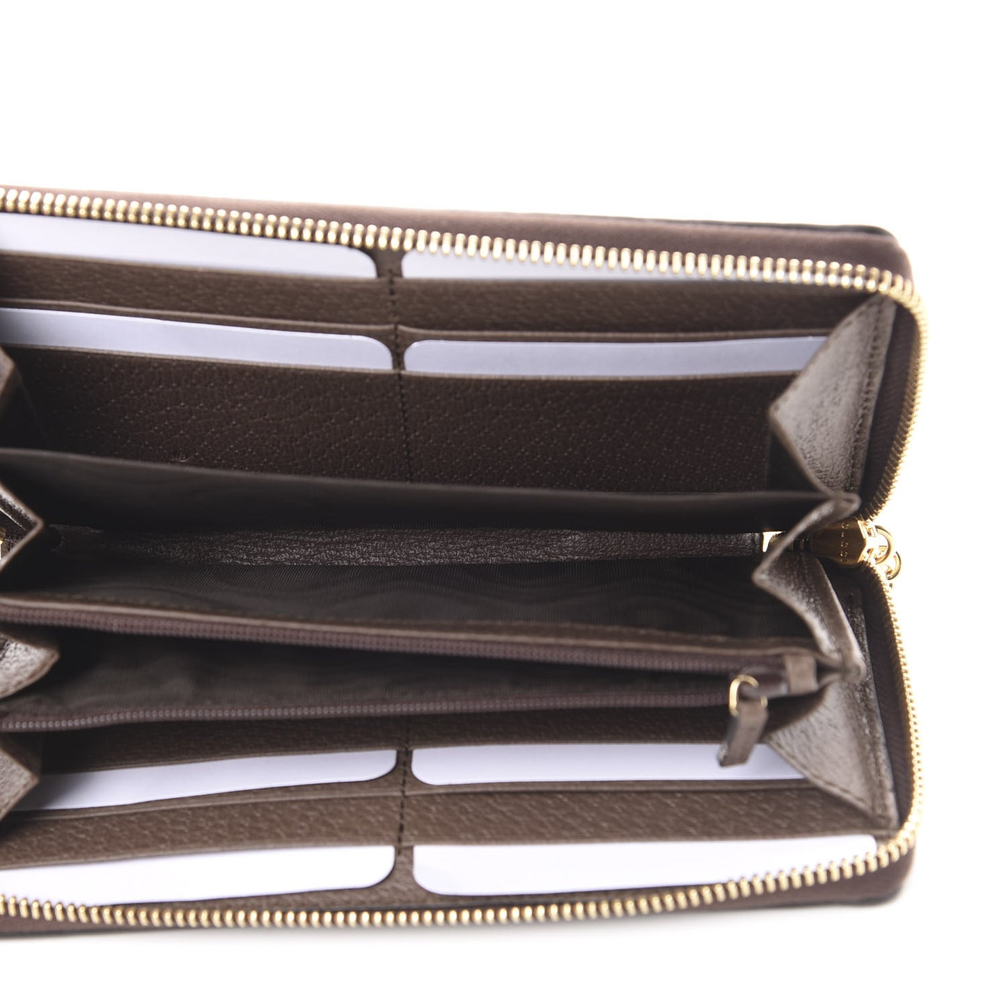 GG Supreme Monogram Web Ophidia Zip Around Wallet Brown