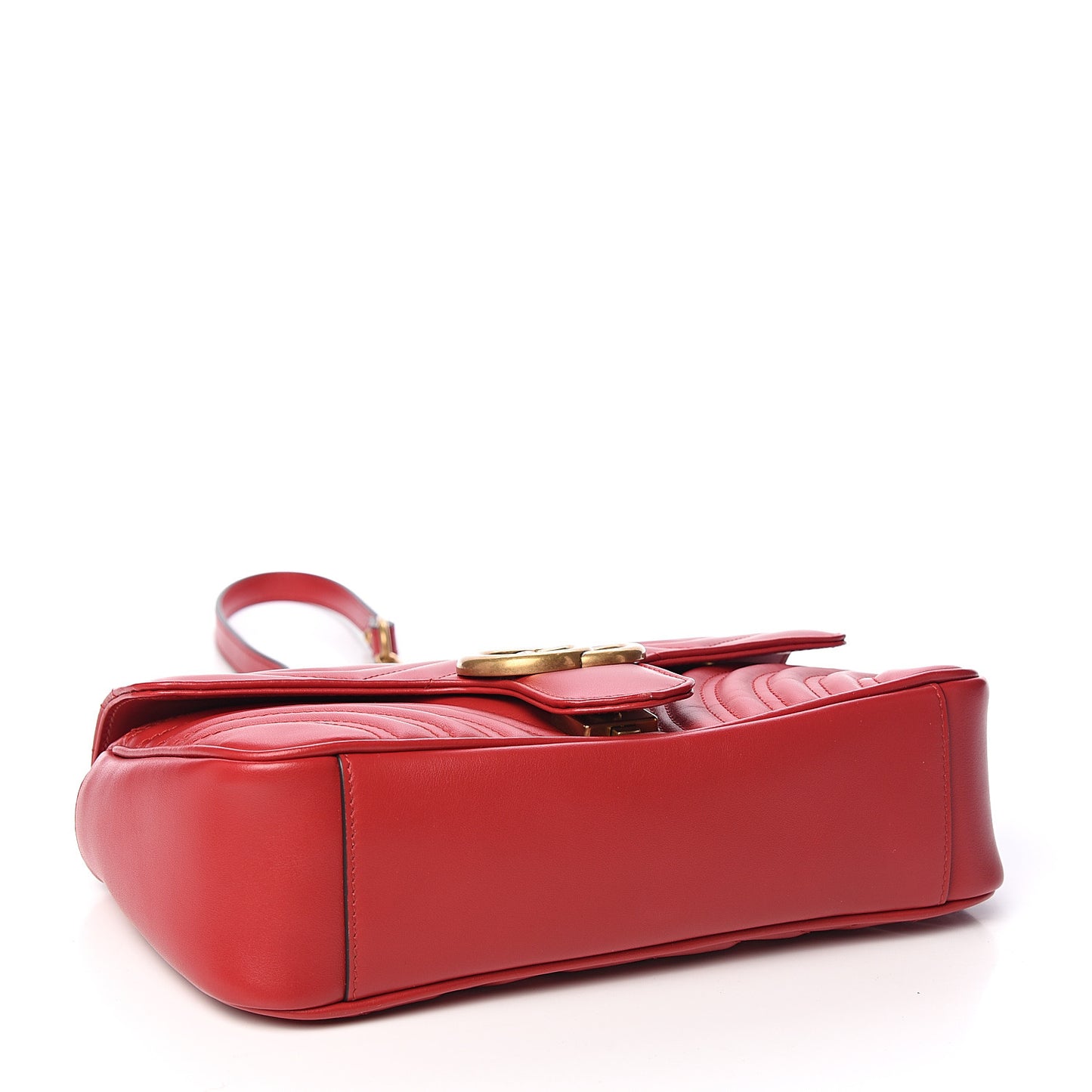 Calfskin Matelasse Small GG Marmont Shoulder Bag Hibiscus Red