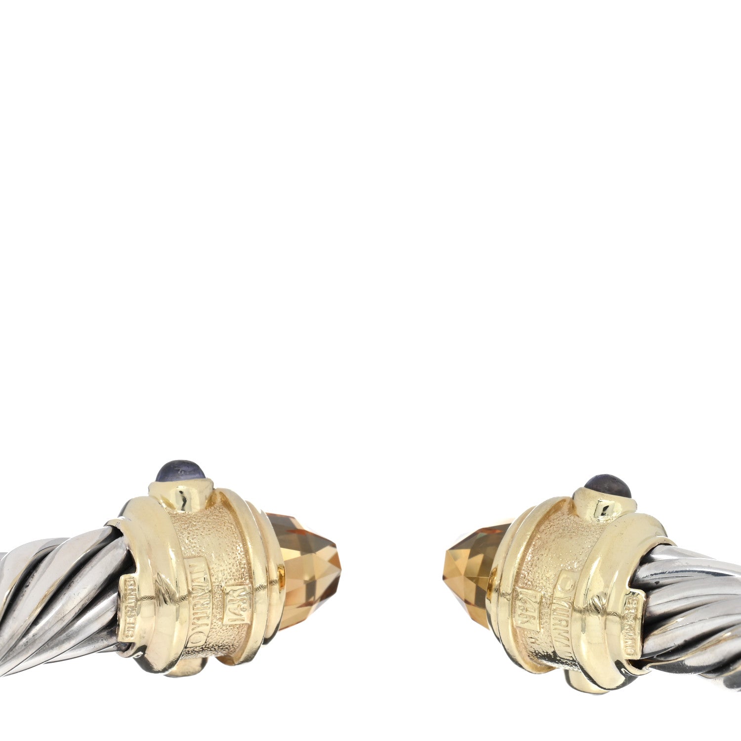 David Yurman Sterling Silver 14K Yellow Gold Citrine Peridot Iolite 10mm Renaissance Cable Bracelet 1 of 3