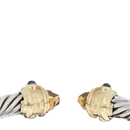 David Yurman Sterling Silver 14K Yellow Gold Citrine Peridot Iolite 10mm Renaissance Cable Bracelet 1 of 3