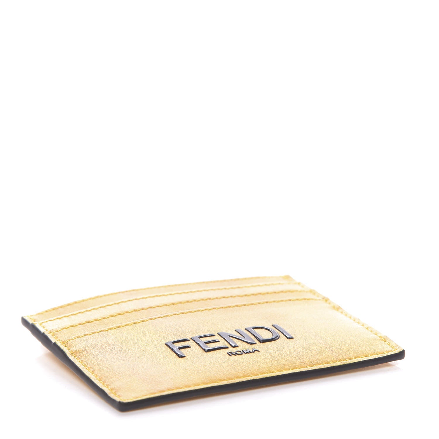 Fendi Vitello Fluffy Logo Card Holder Yellow Box Black 4 of 8